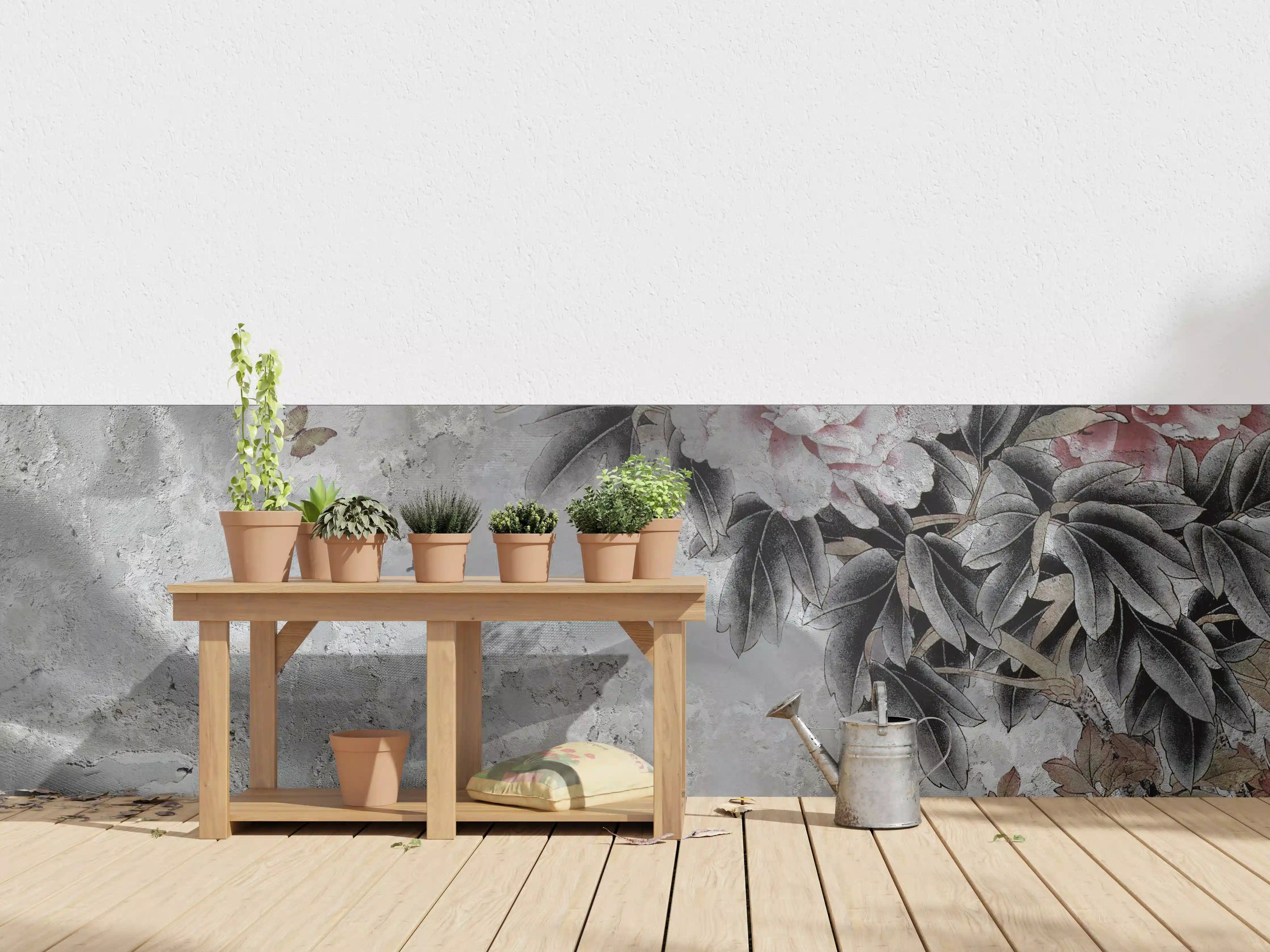 Wandverkleidung außen - Blumenstrauß abgebildet auf Beton