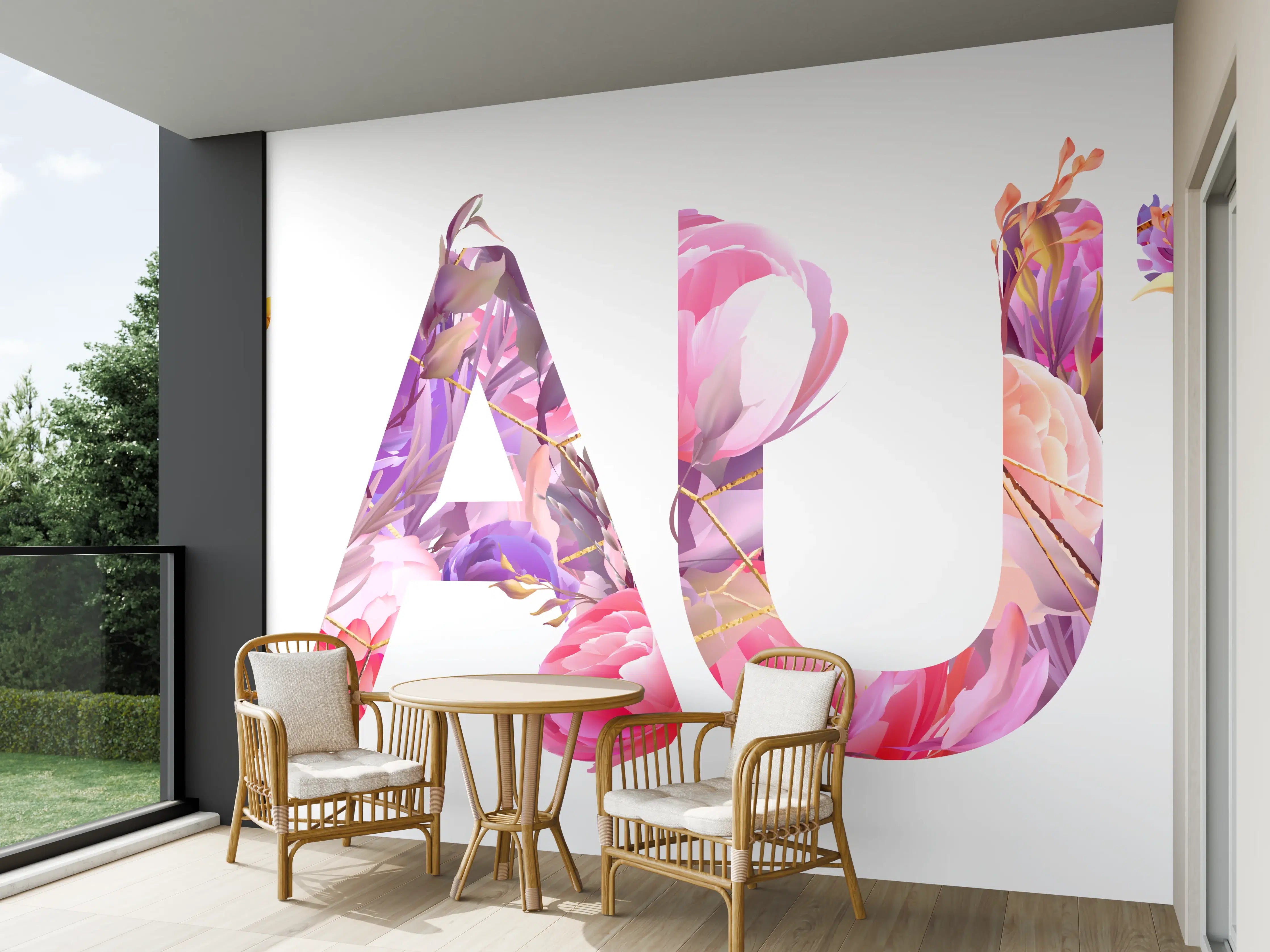 Wandverkleidung außen - Blumige Beauty-Schrift