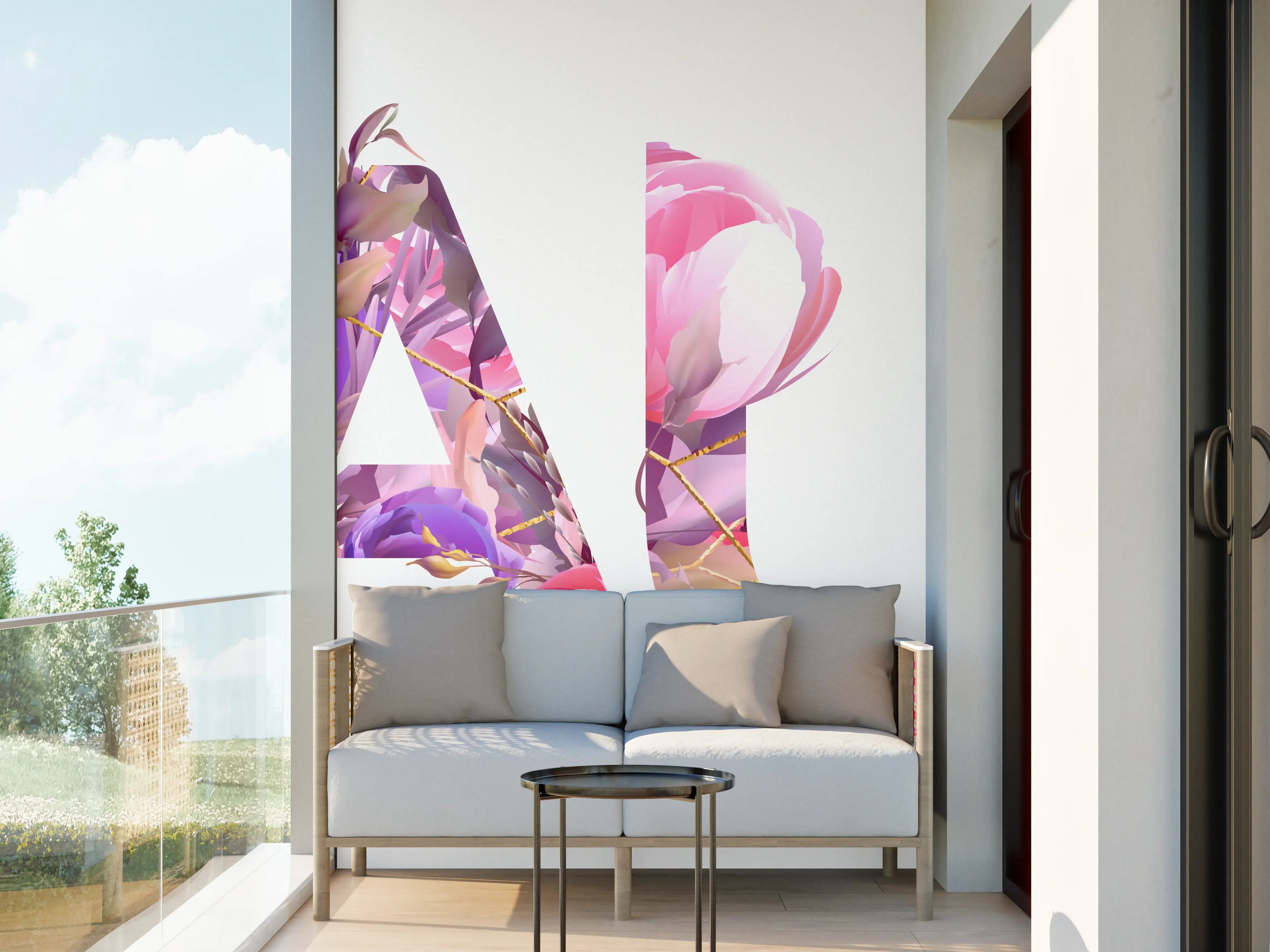Wandverkleidung außen - Blumige Beauty-Schrift