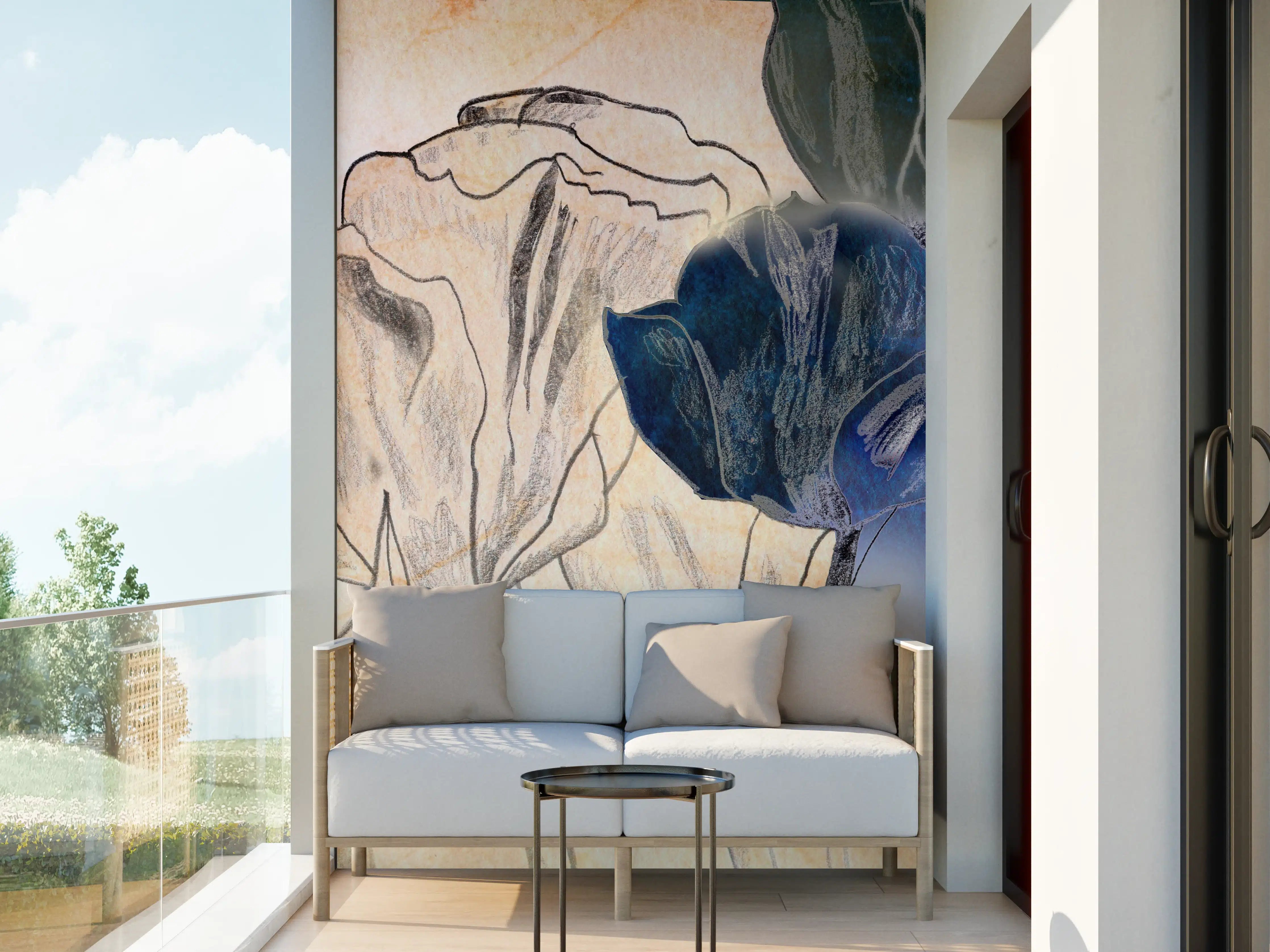 Wandverkleidung außen - Blumiges Aquarell mit sanften Farben