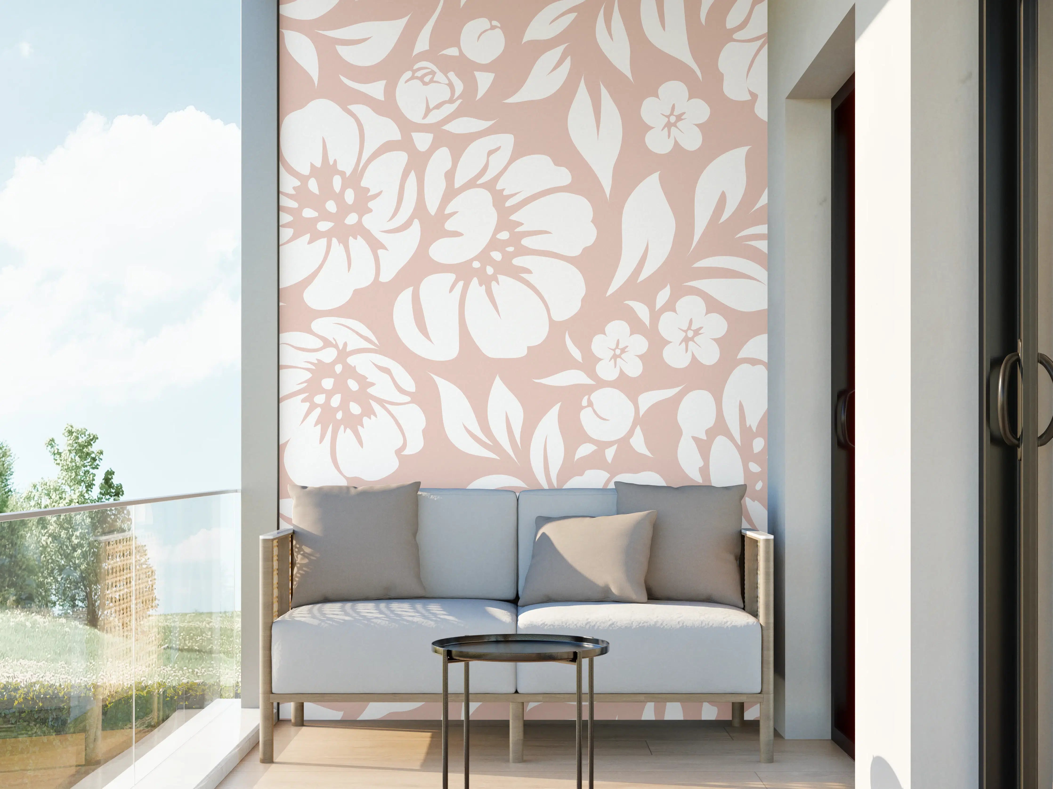 Wandverkleidung außen - Blumiges Fliesendesign in sanften Tönen