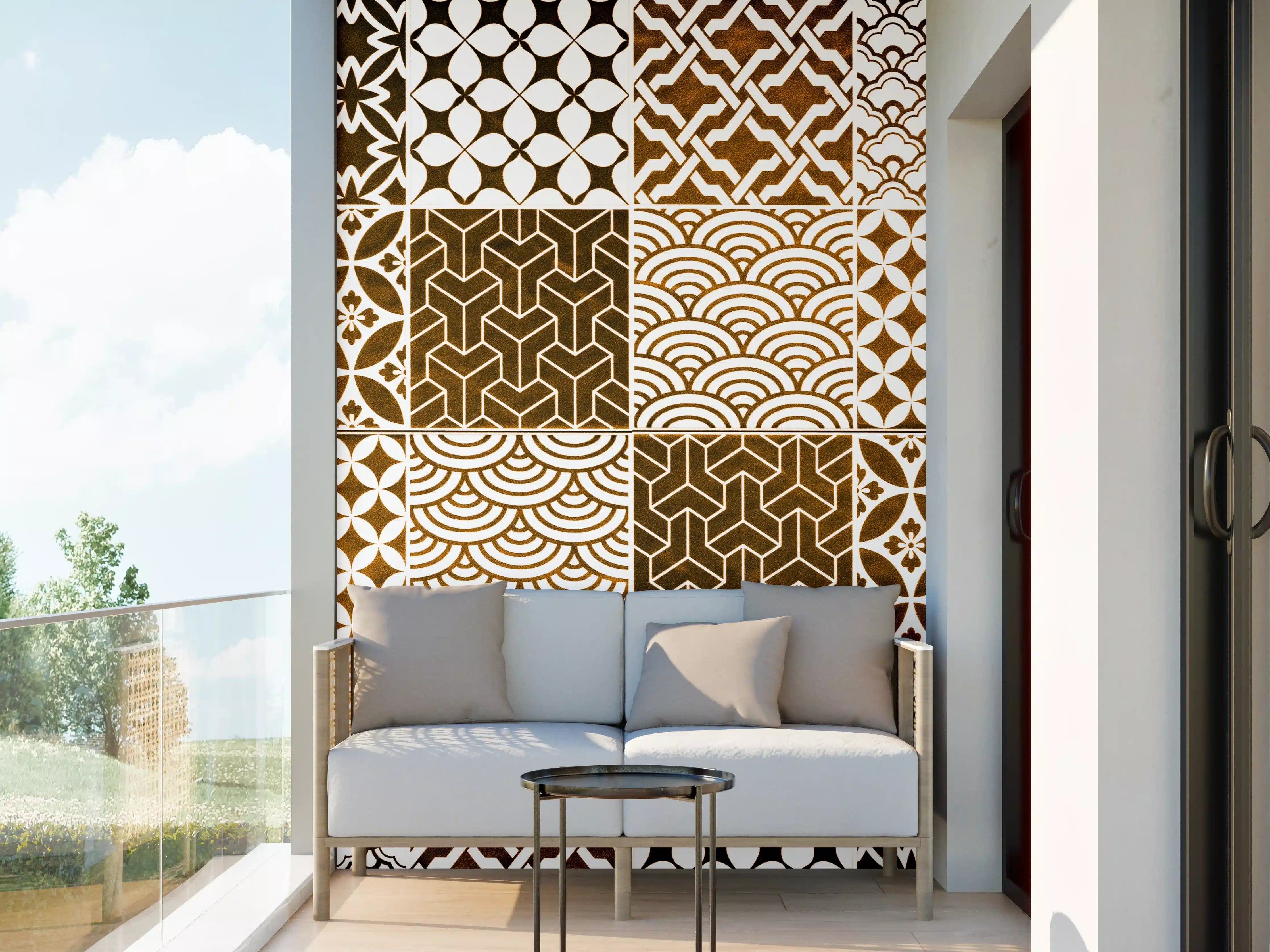 Wandverkleidung außen - Braun-Beige geometrisch Mosaik