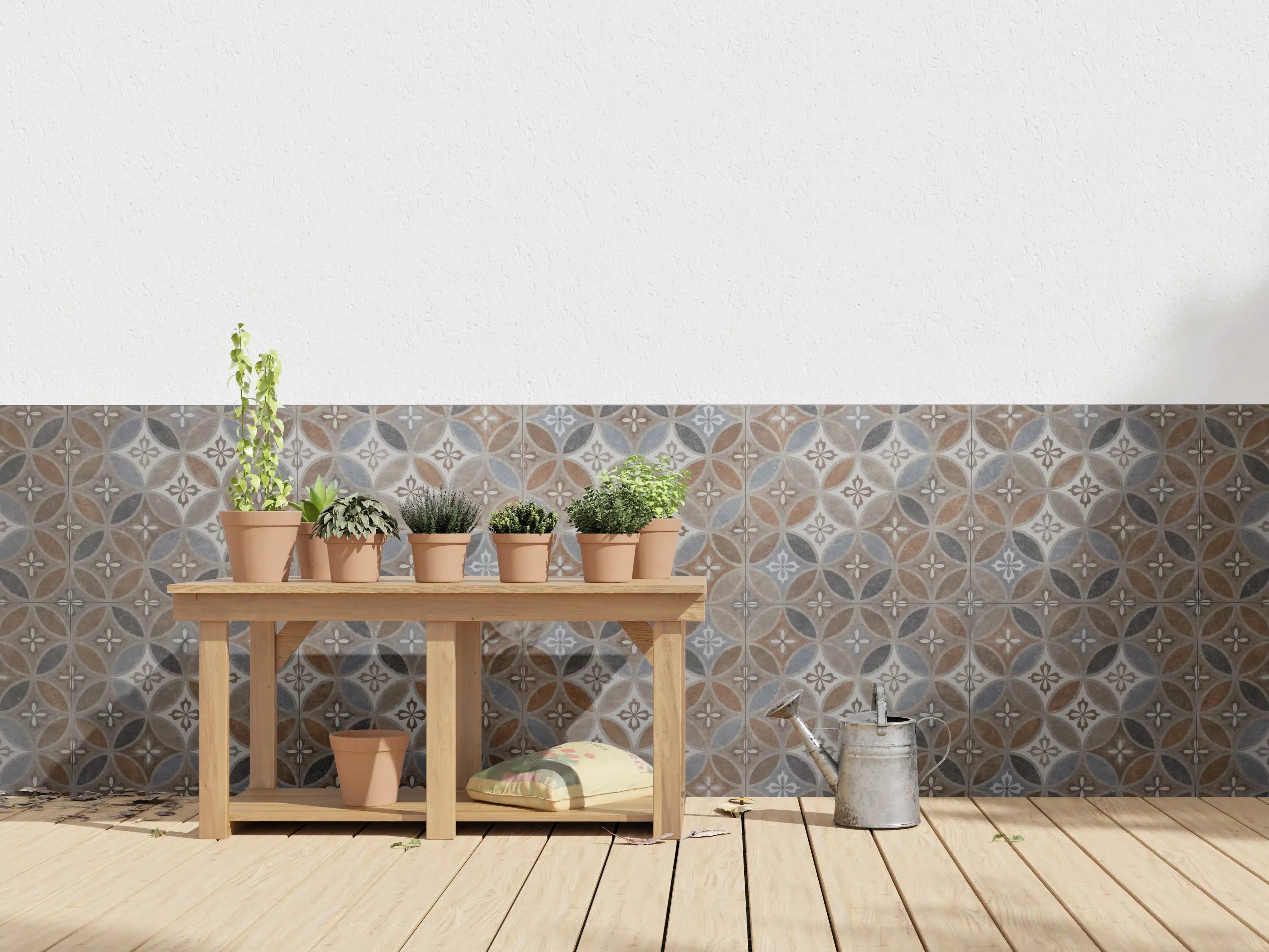 Wandverkleidung außen - Braun-Beiges Vintage Mosaik