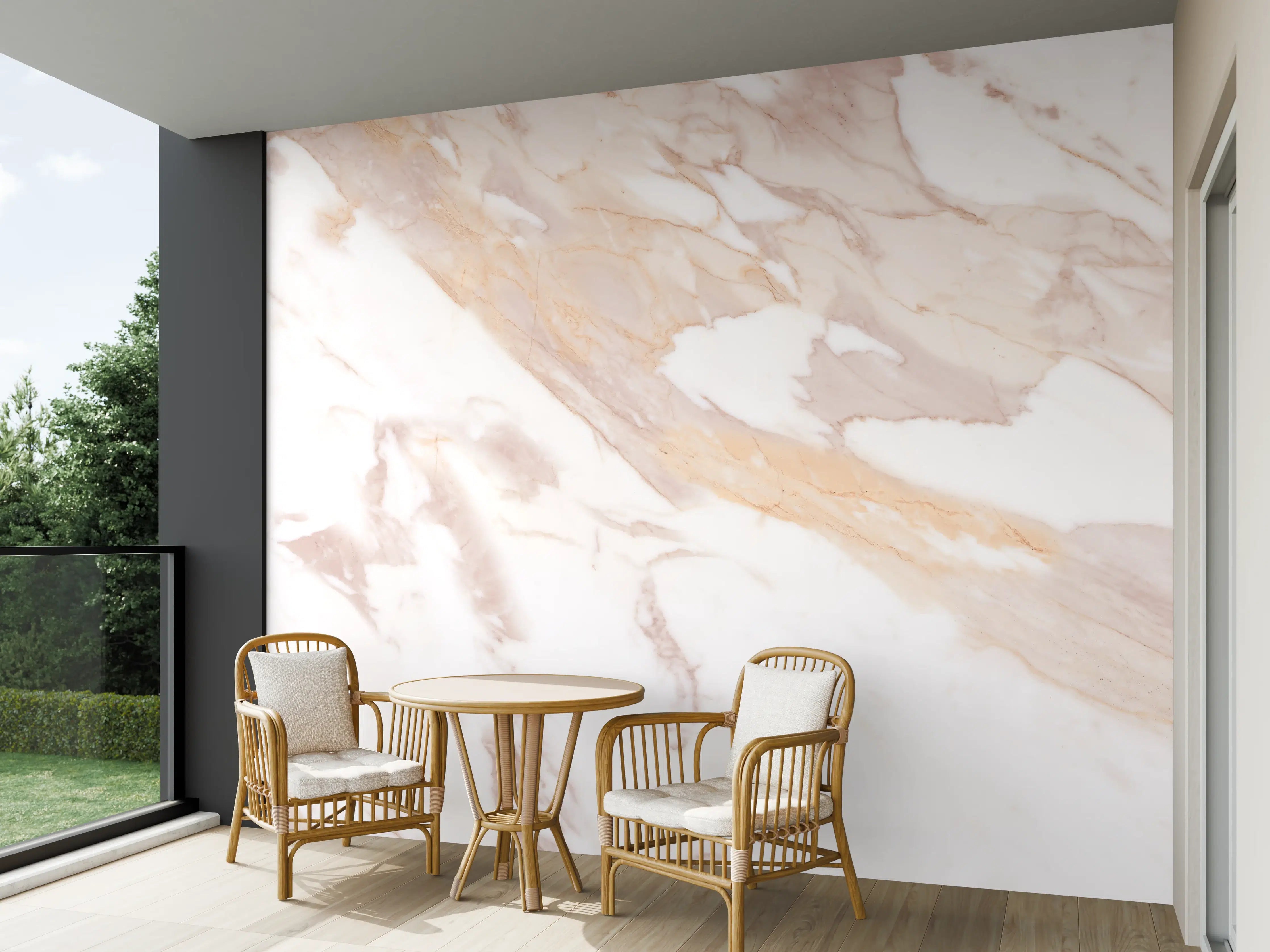 Wandverkleidung außen - Braun-beiger Marmor