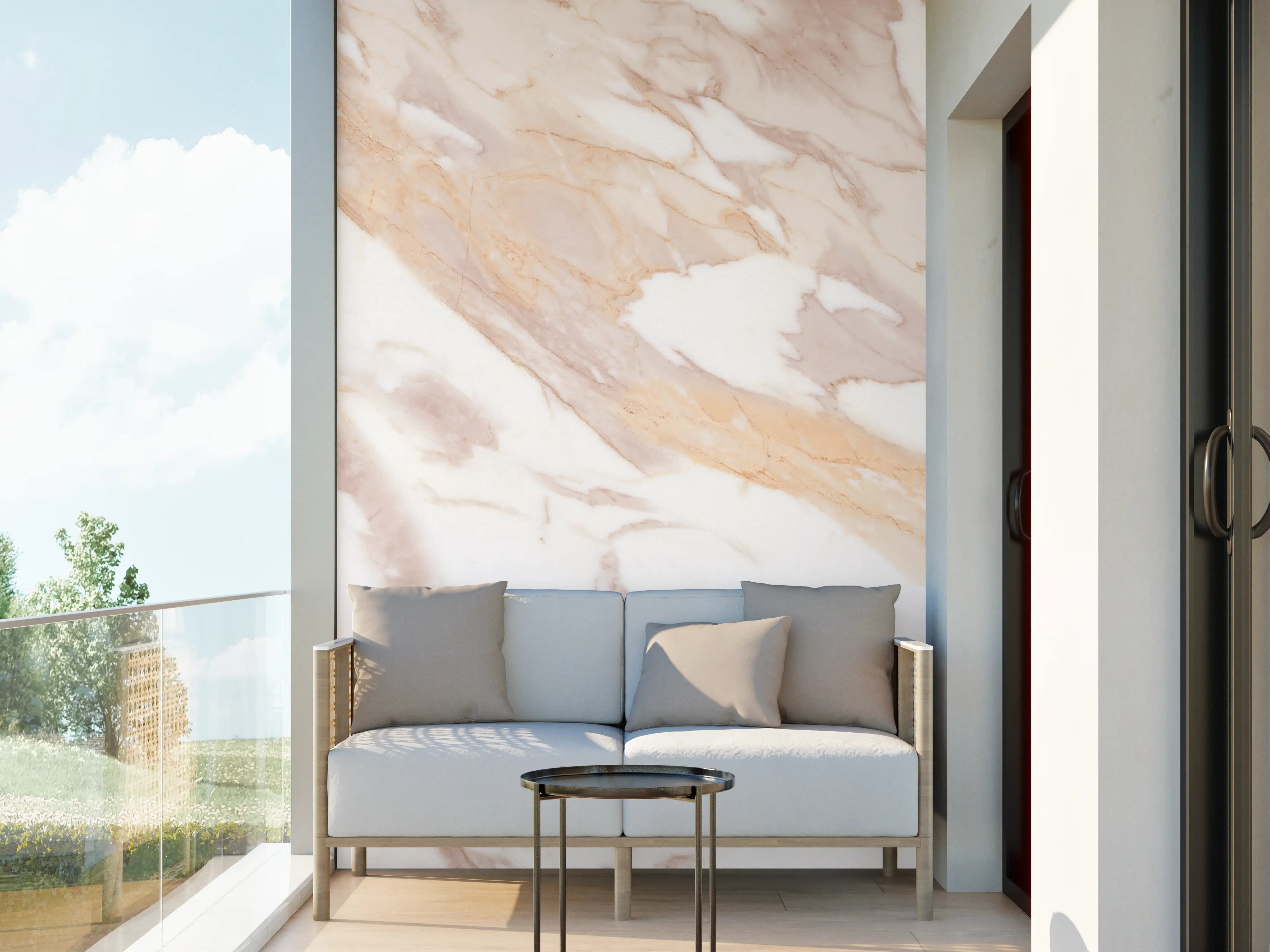 Wandverkleidung außen - Braun-beiger Marmor