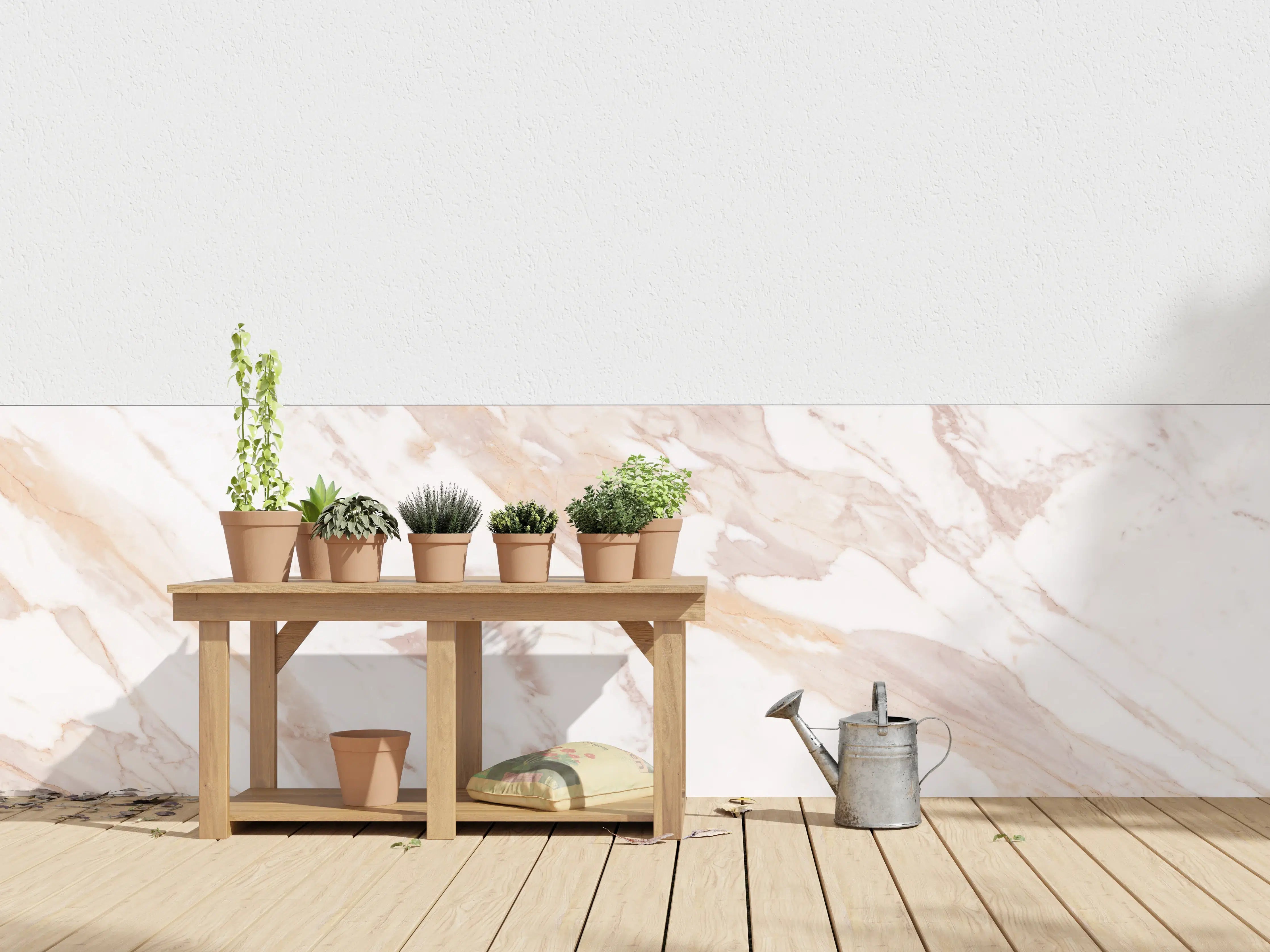 Wandverkleidung außen - Braun-beiger Marmor