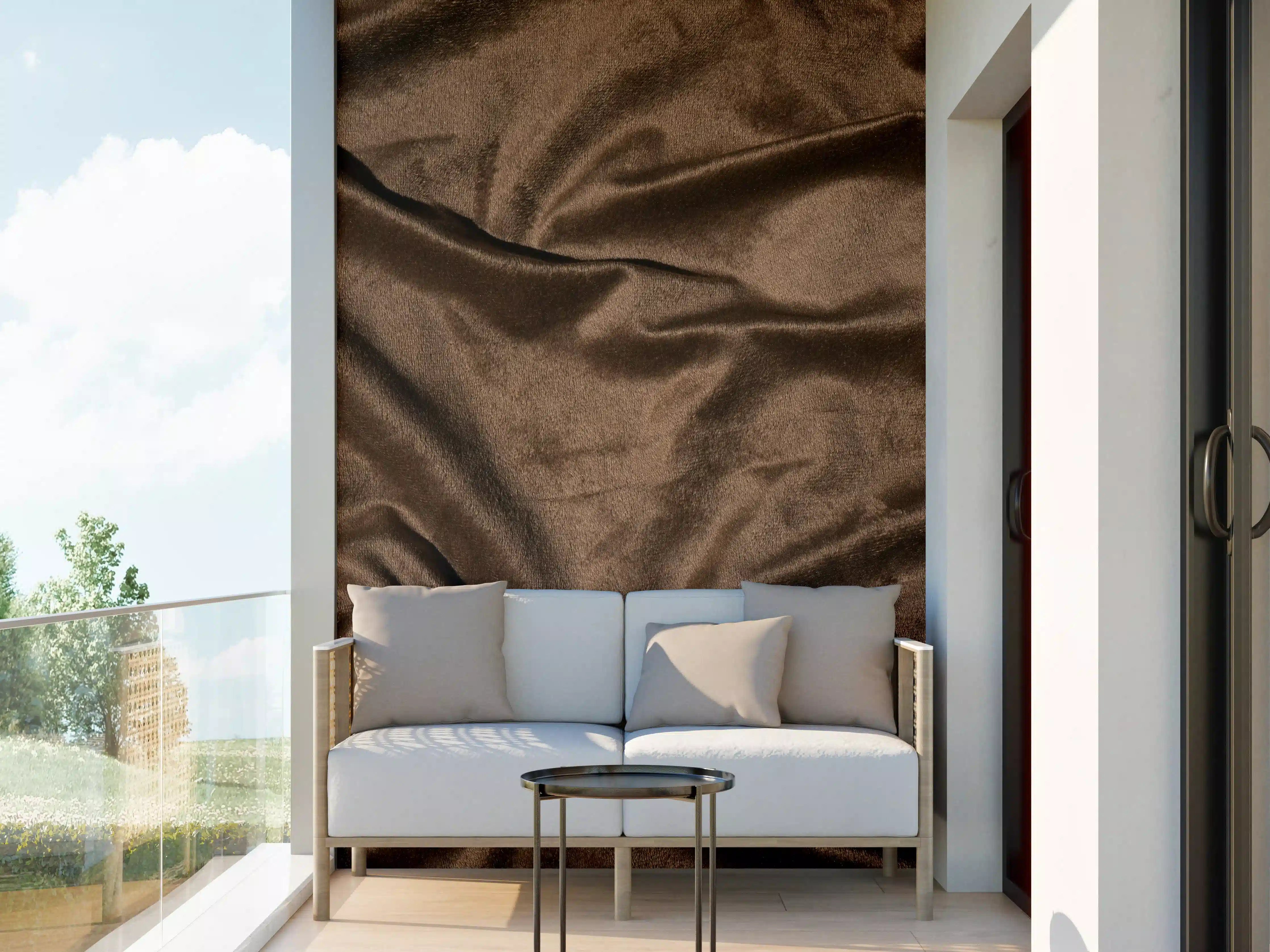 Wandverkleidung außen - Braune Satin Seide