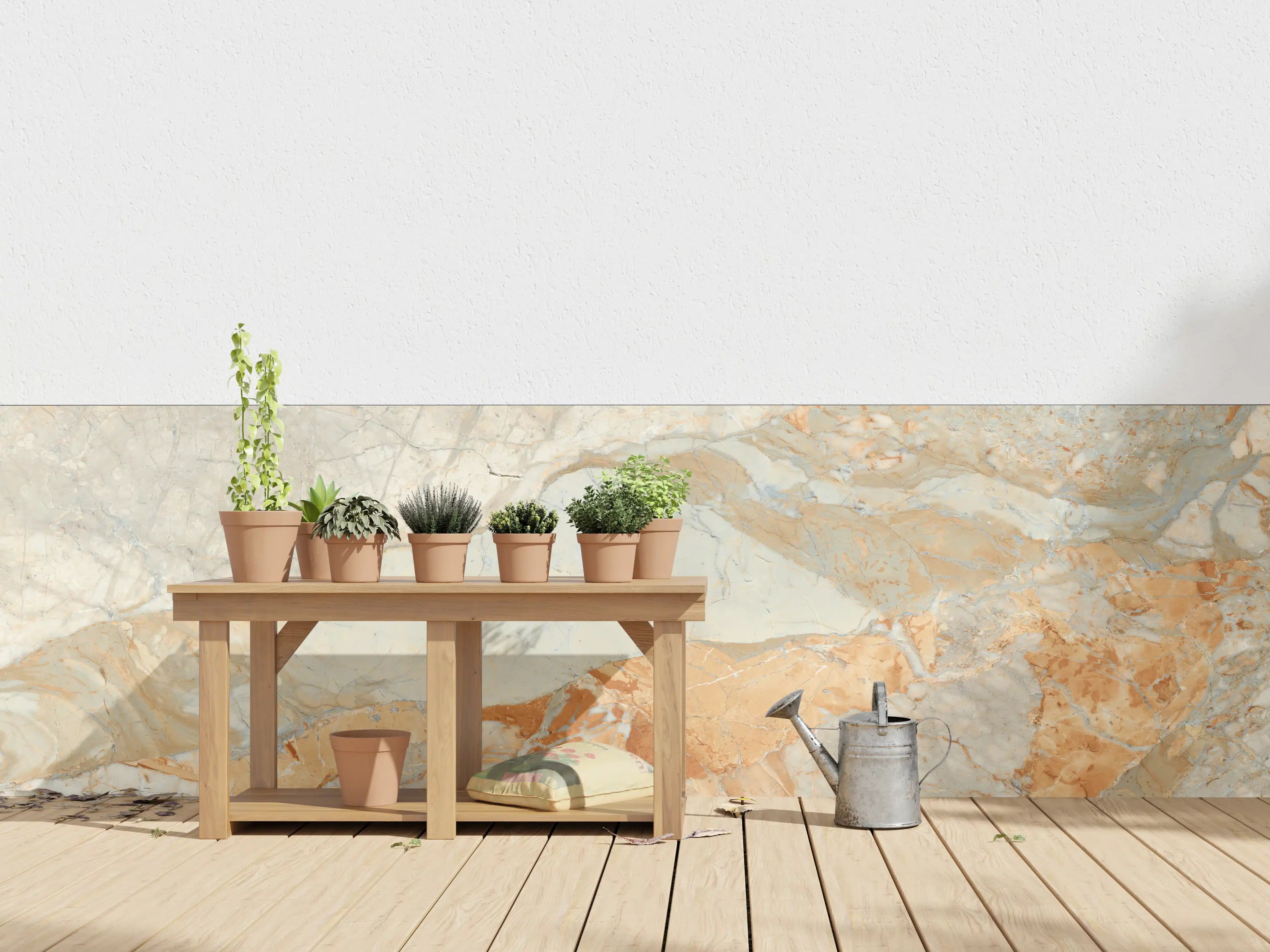 Wandverkleidung außen - Brauner Marmor mit Adern