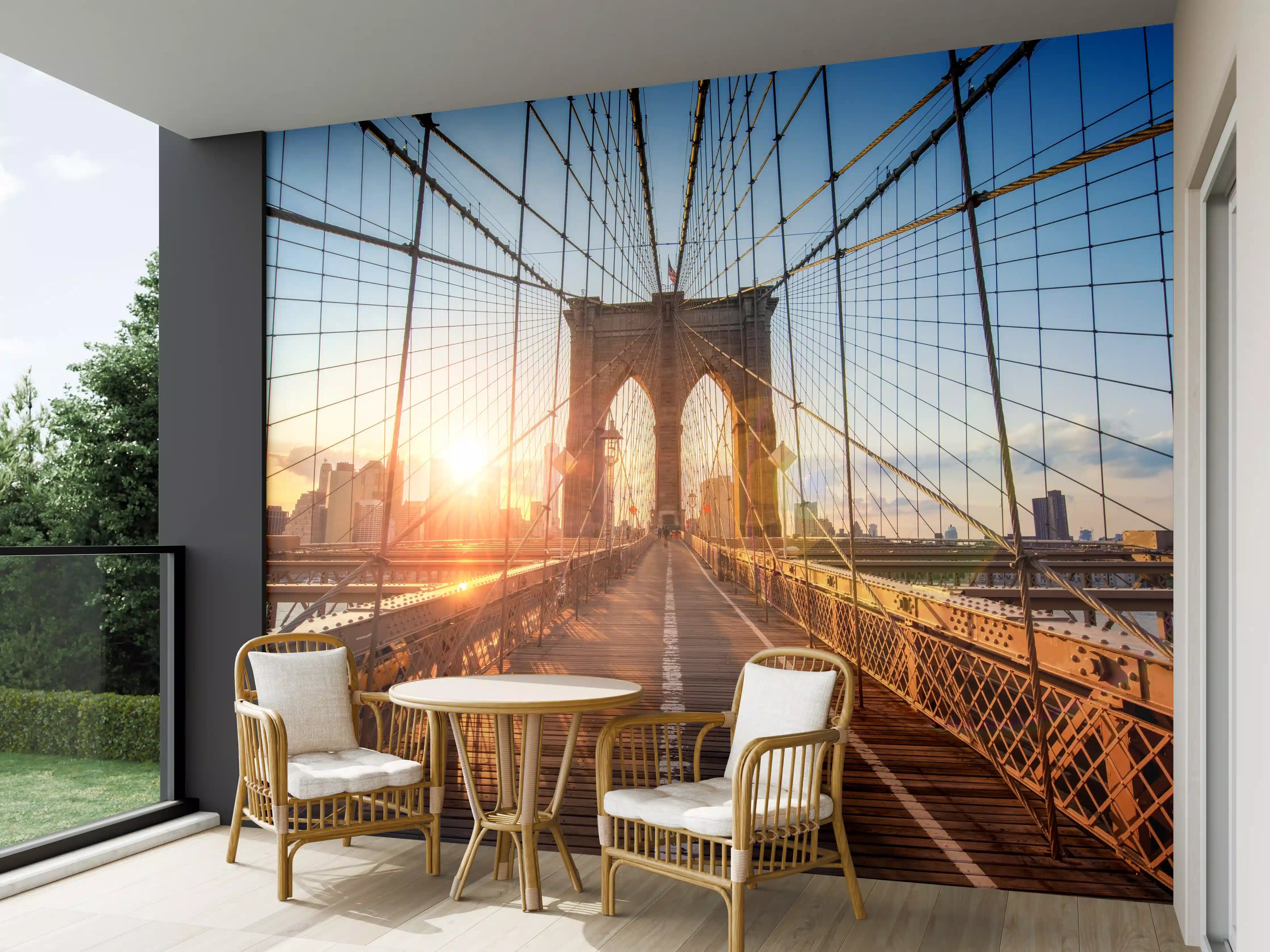 Wandverkleidung außen - Brooklyn Bridge bei Sonnenuntergang 