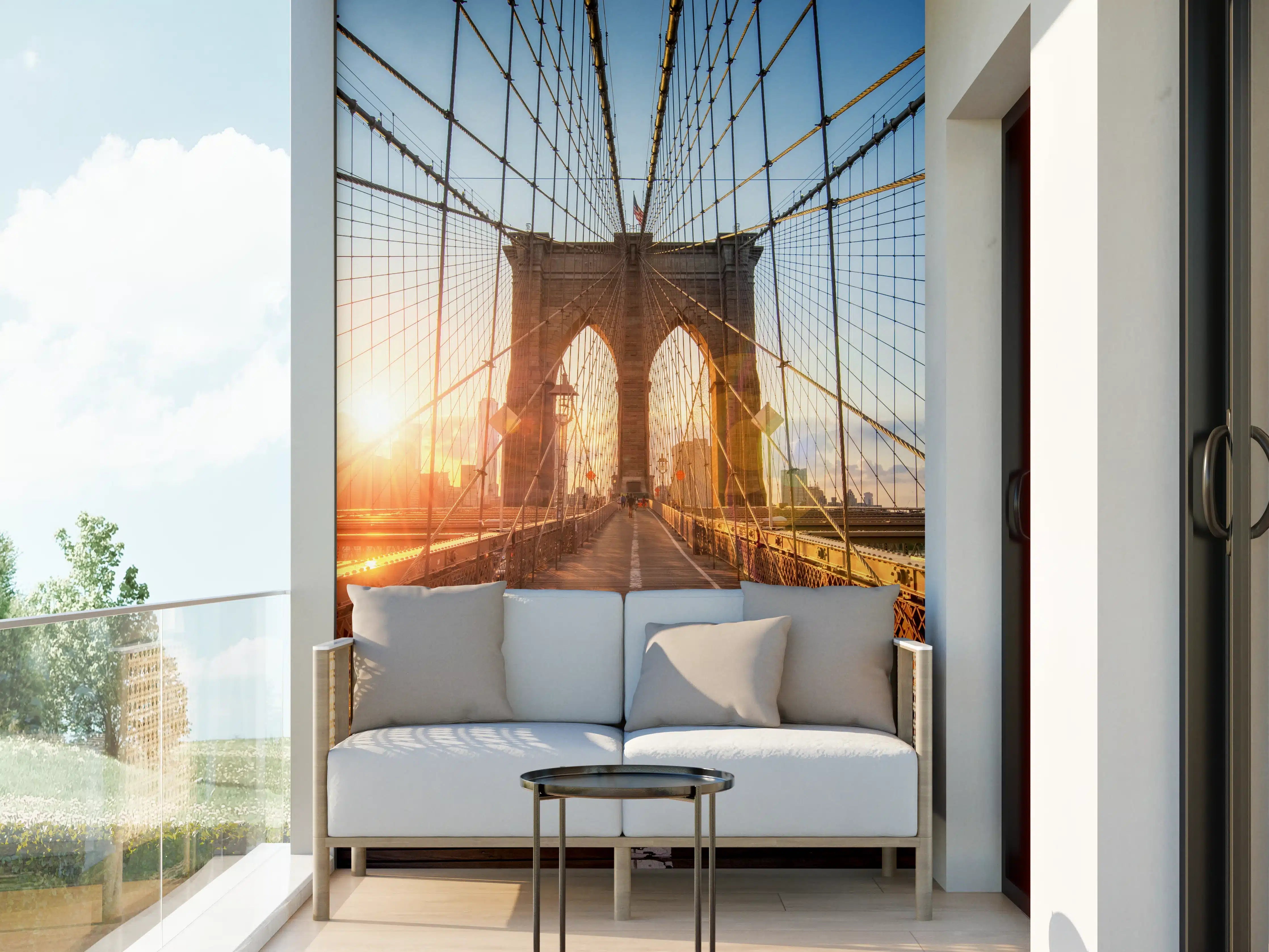 Wandverkleidung außen - Brooklyn Bridge bei Sonnenuntergang 