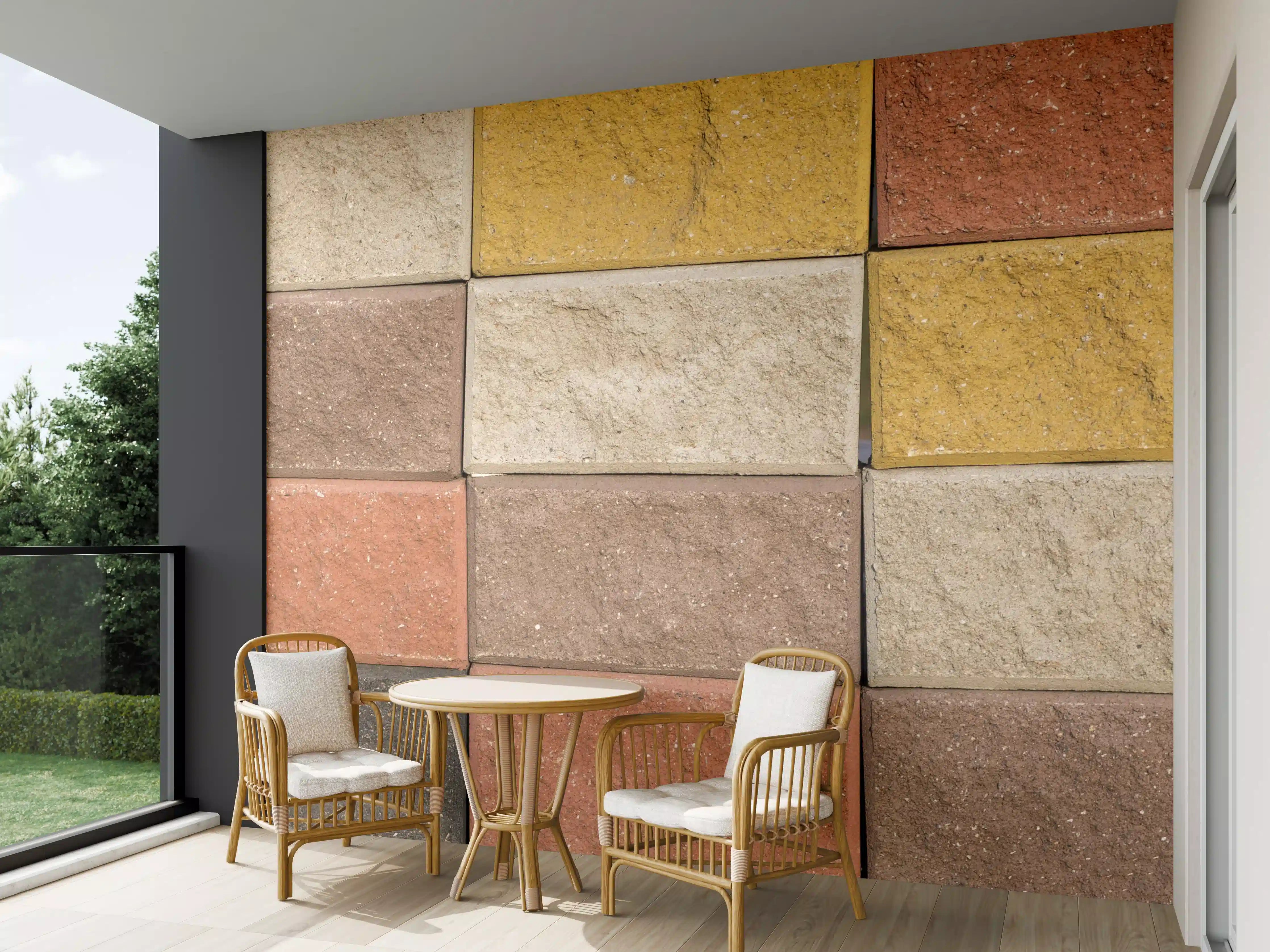 Wandverkleidung außen - Bunte Backsteinwand