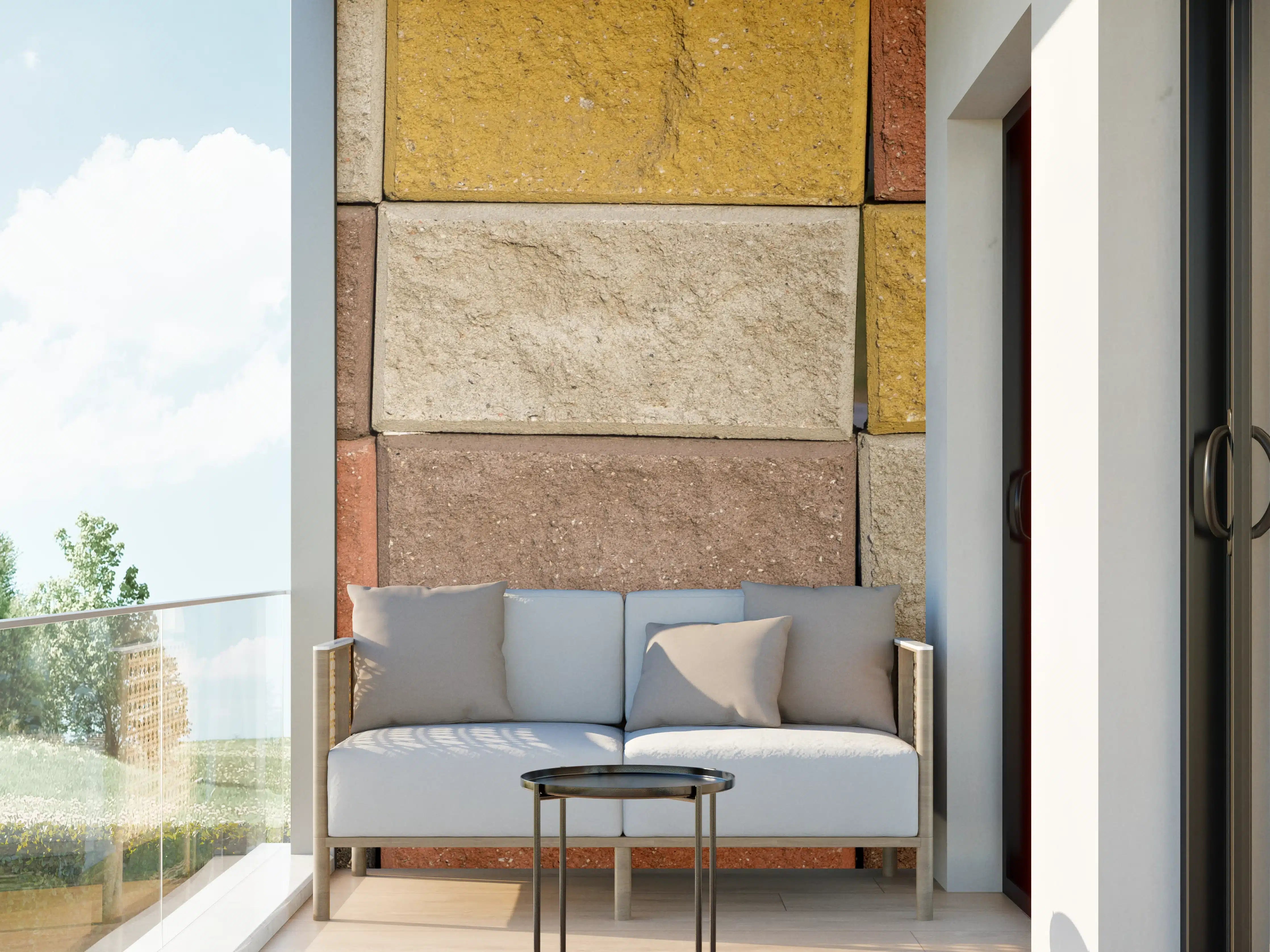 Wandverkleidung außen - Bunte Backsteinwand