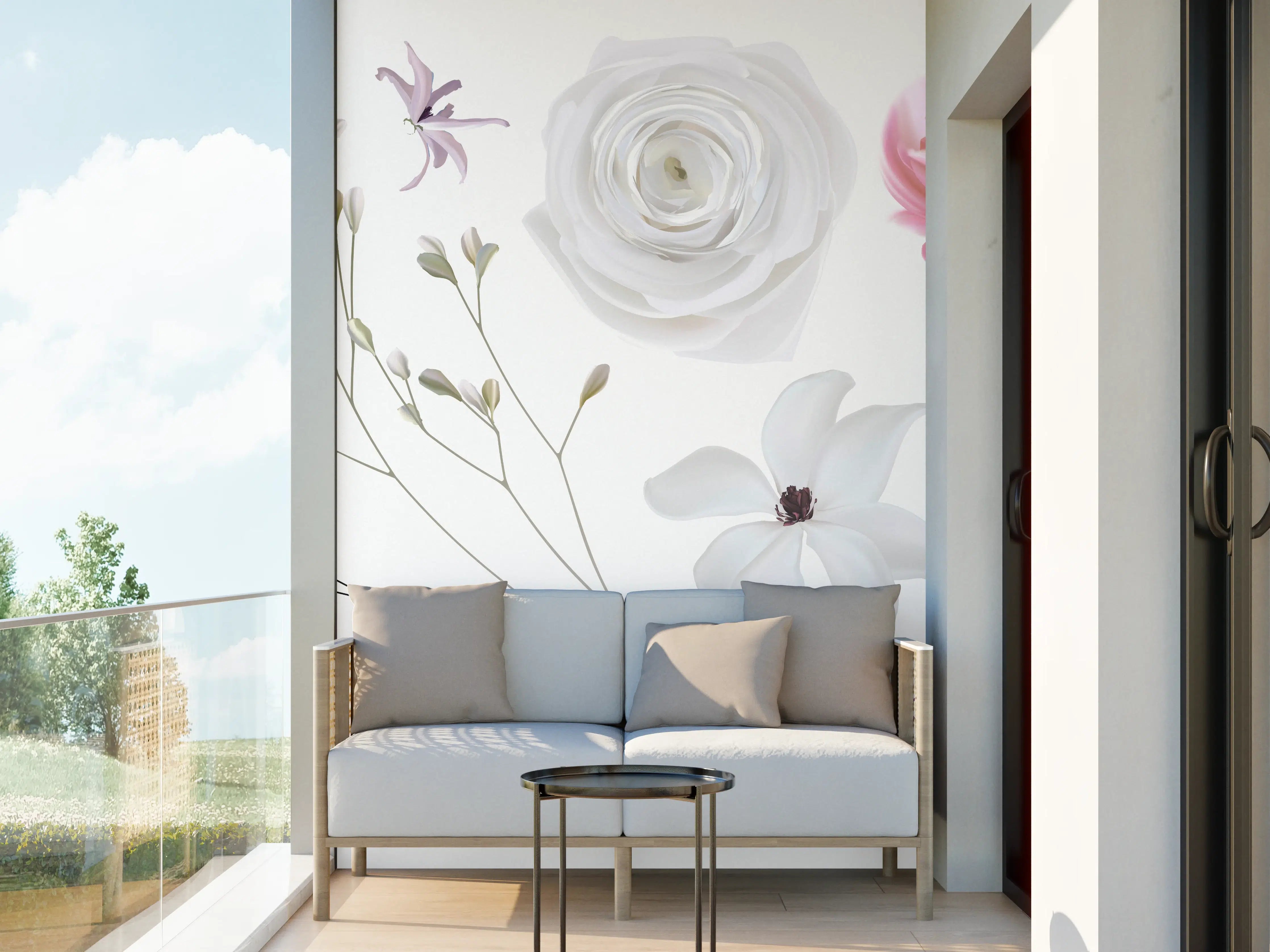 Wandverkleidung außen - Bunte Blumenillustrationen Set