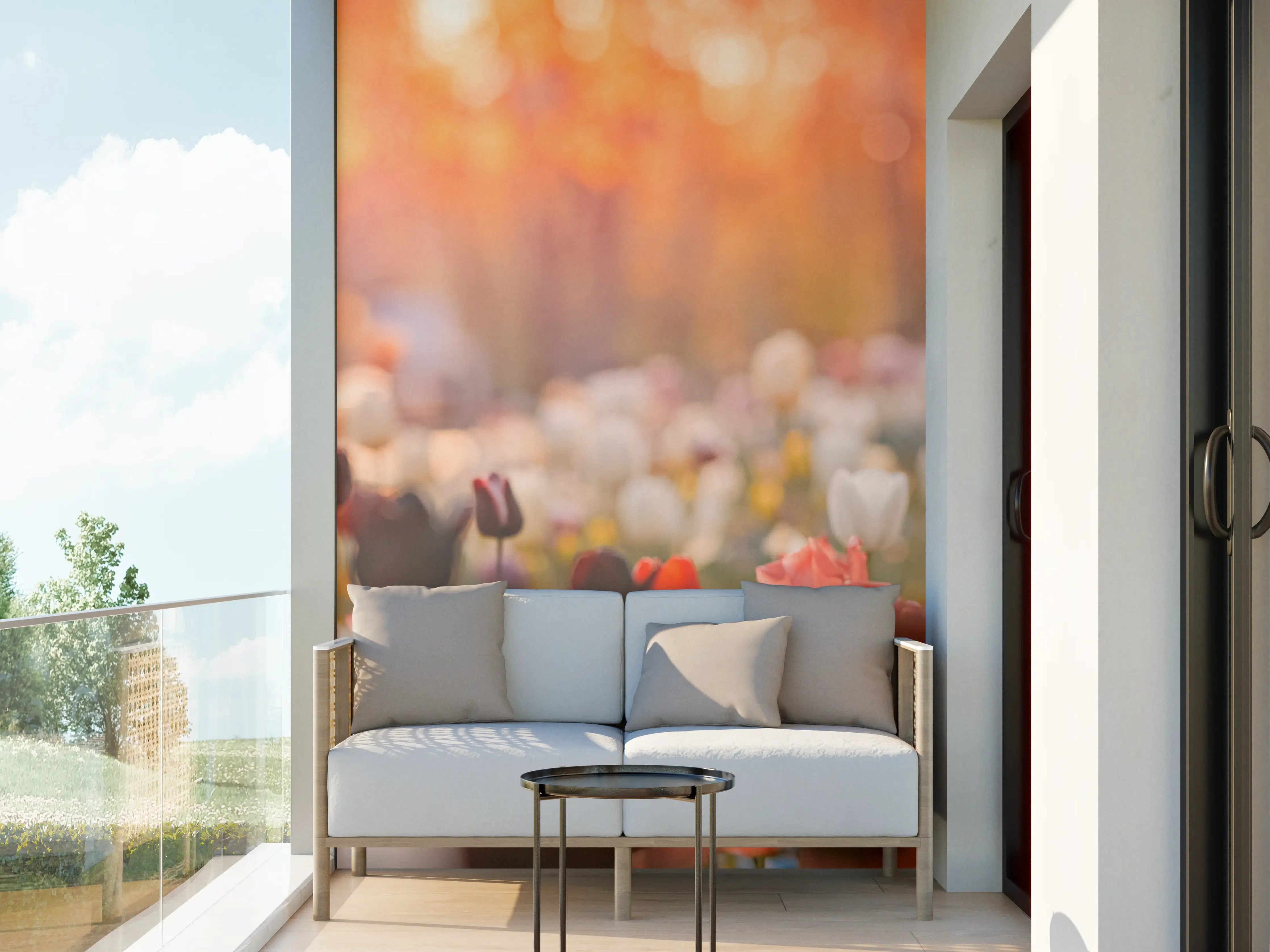 Wandverkleidung außen - Bunte Blumenwiese mit Tulpen