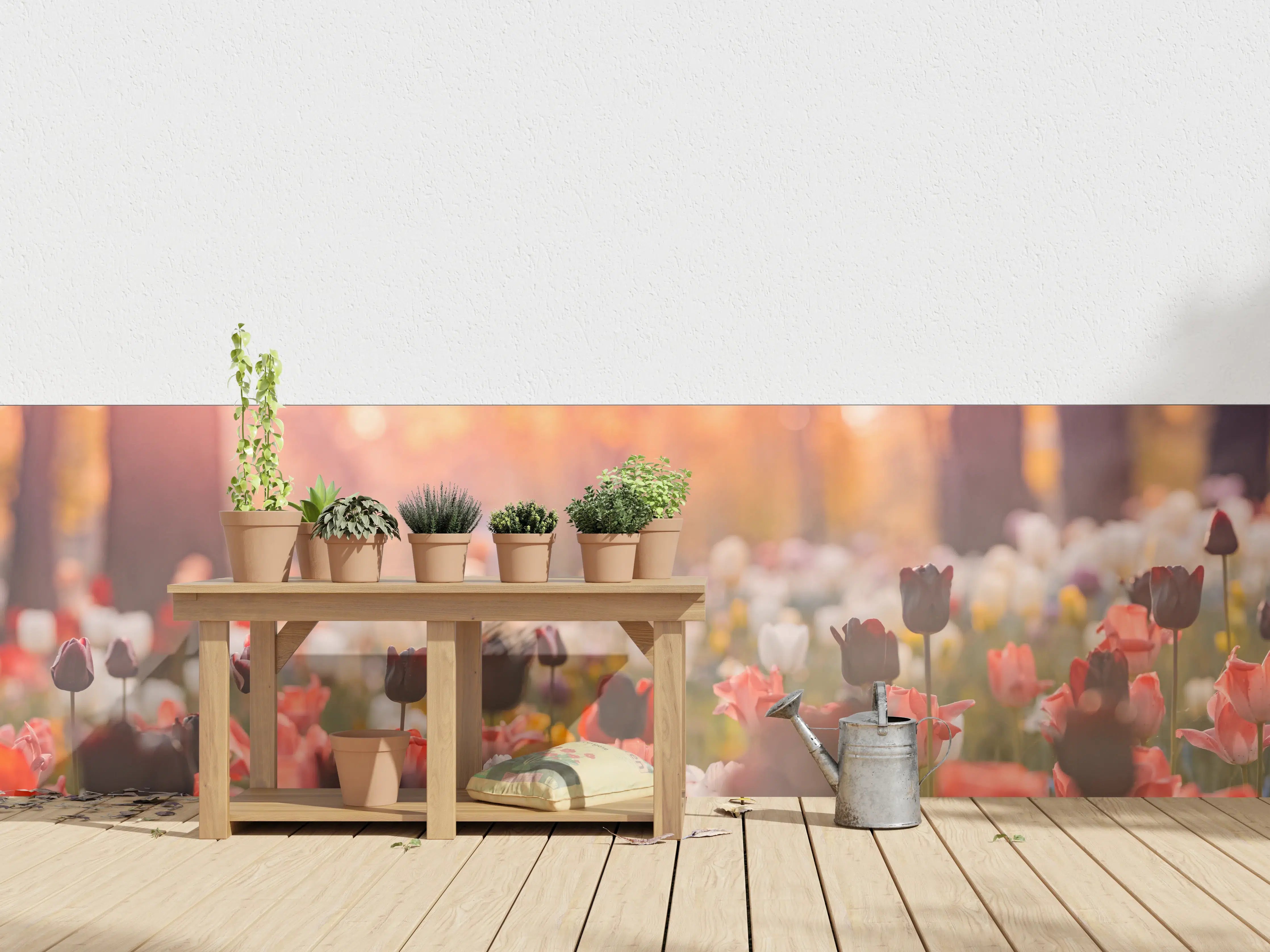 Wandverkleidung außen - Bunte Blumenwiese mit Tulpen