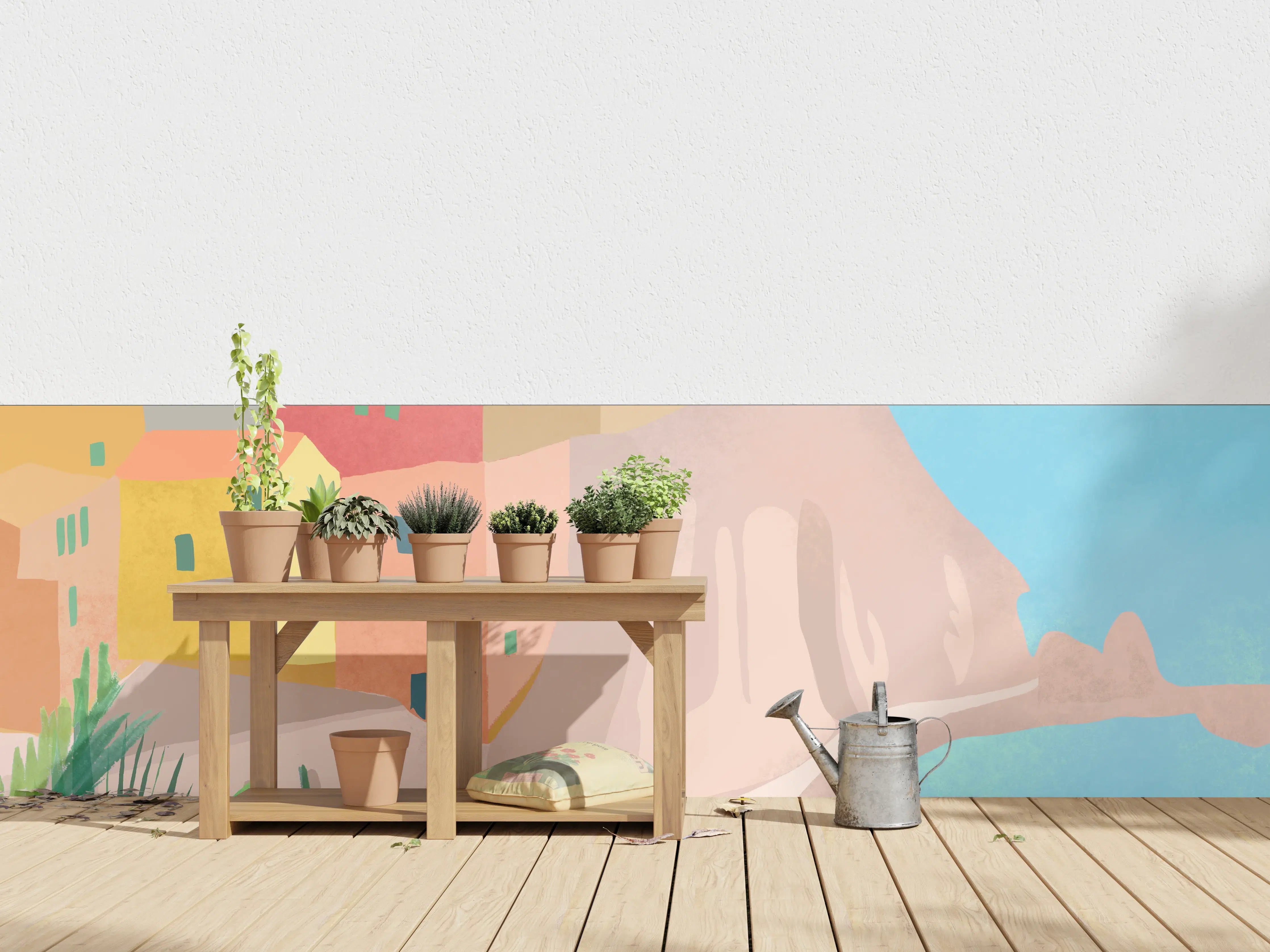 Wandverkleidung außen - Bunte Cinque Terre Illustration