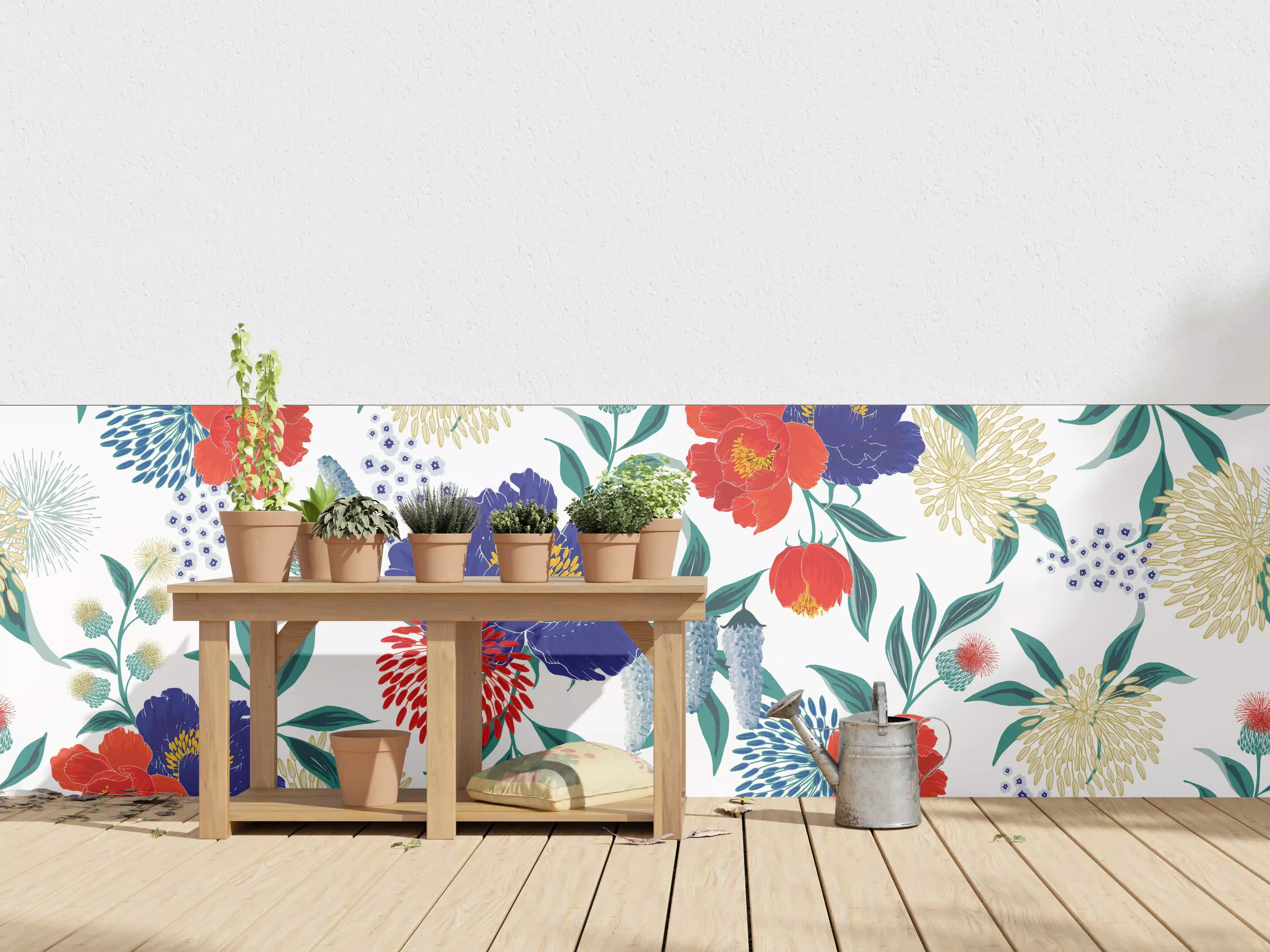 Wandverkleidung außen - Bunte Florale Muster Tapete