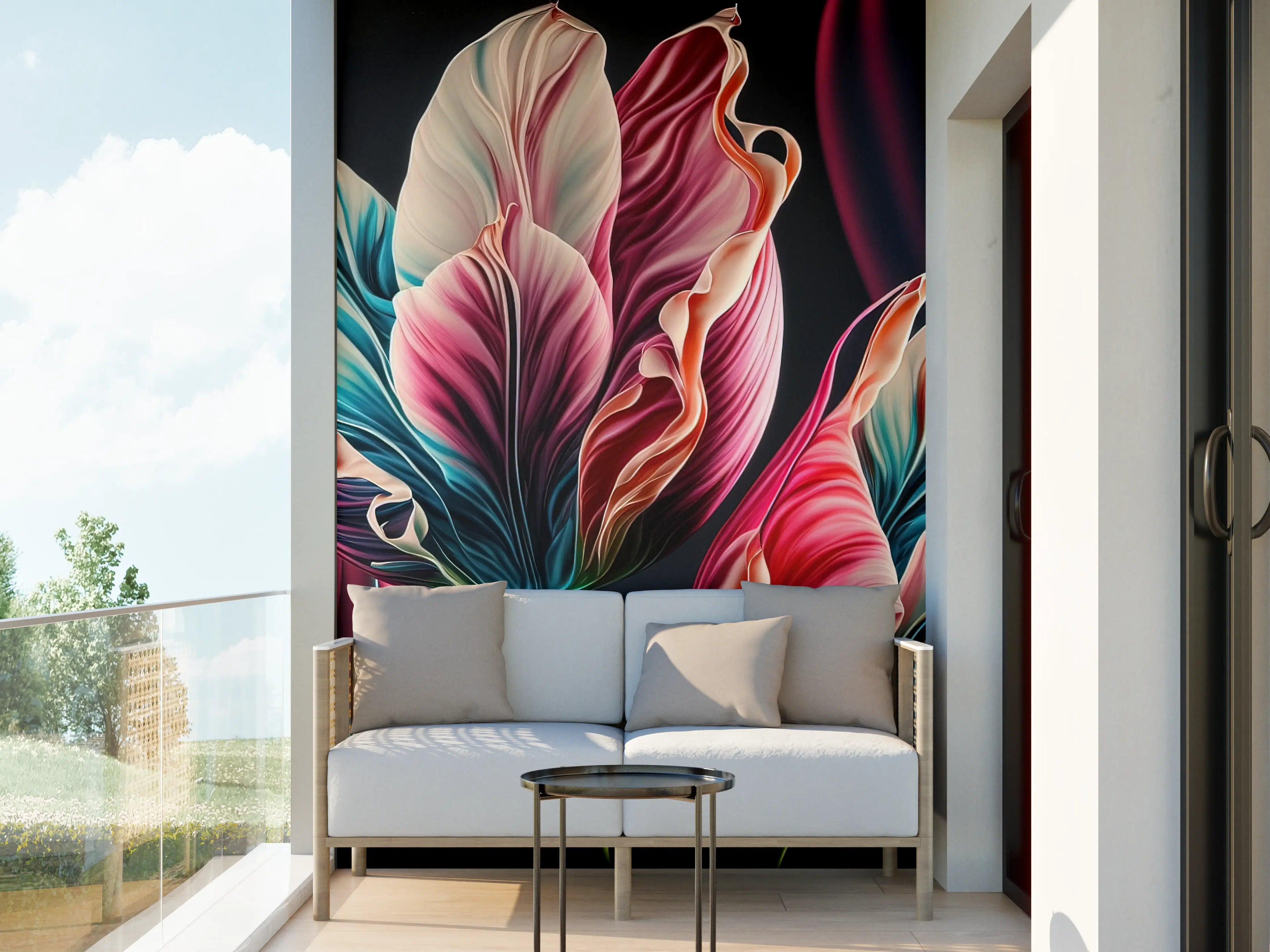 Wandverkleidung außen - Bunte Fluid Kunst Tulpen