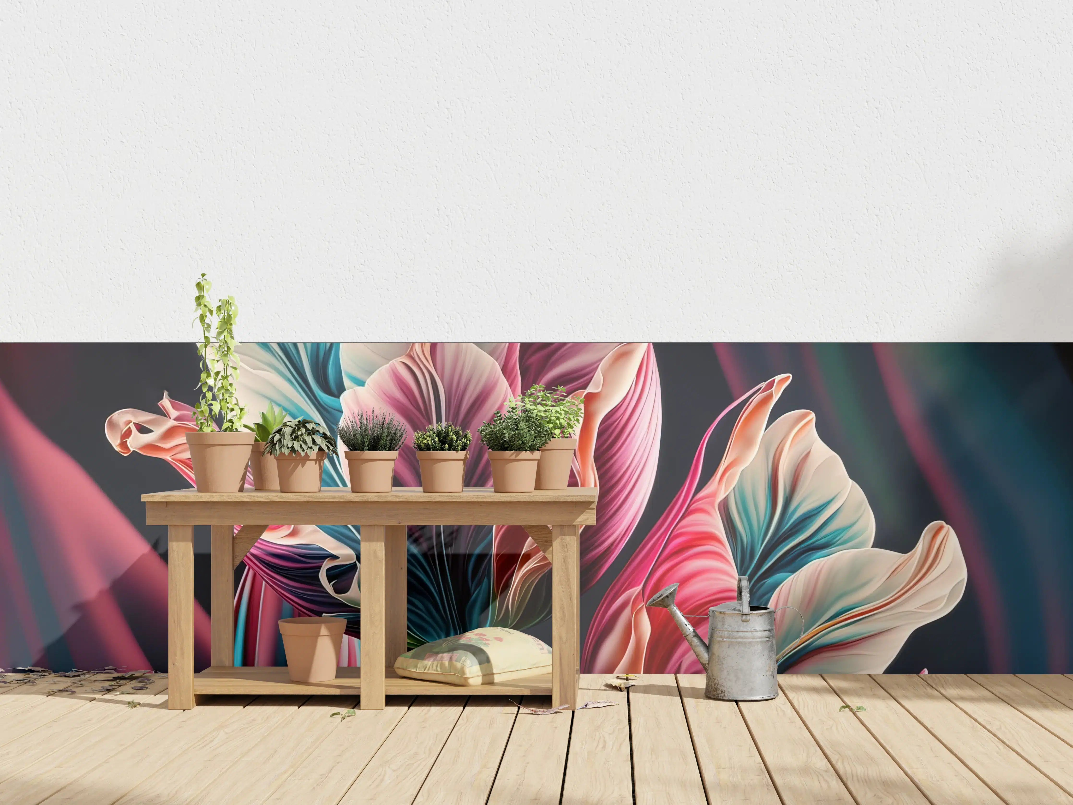 Wandverkleidung außen - Bunte Fluid Kunst Tulpen