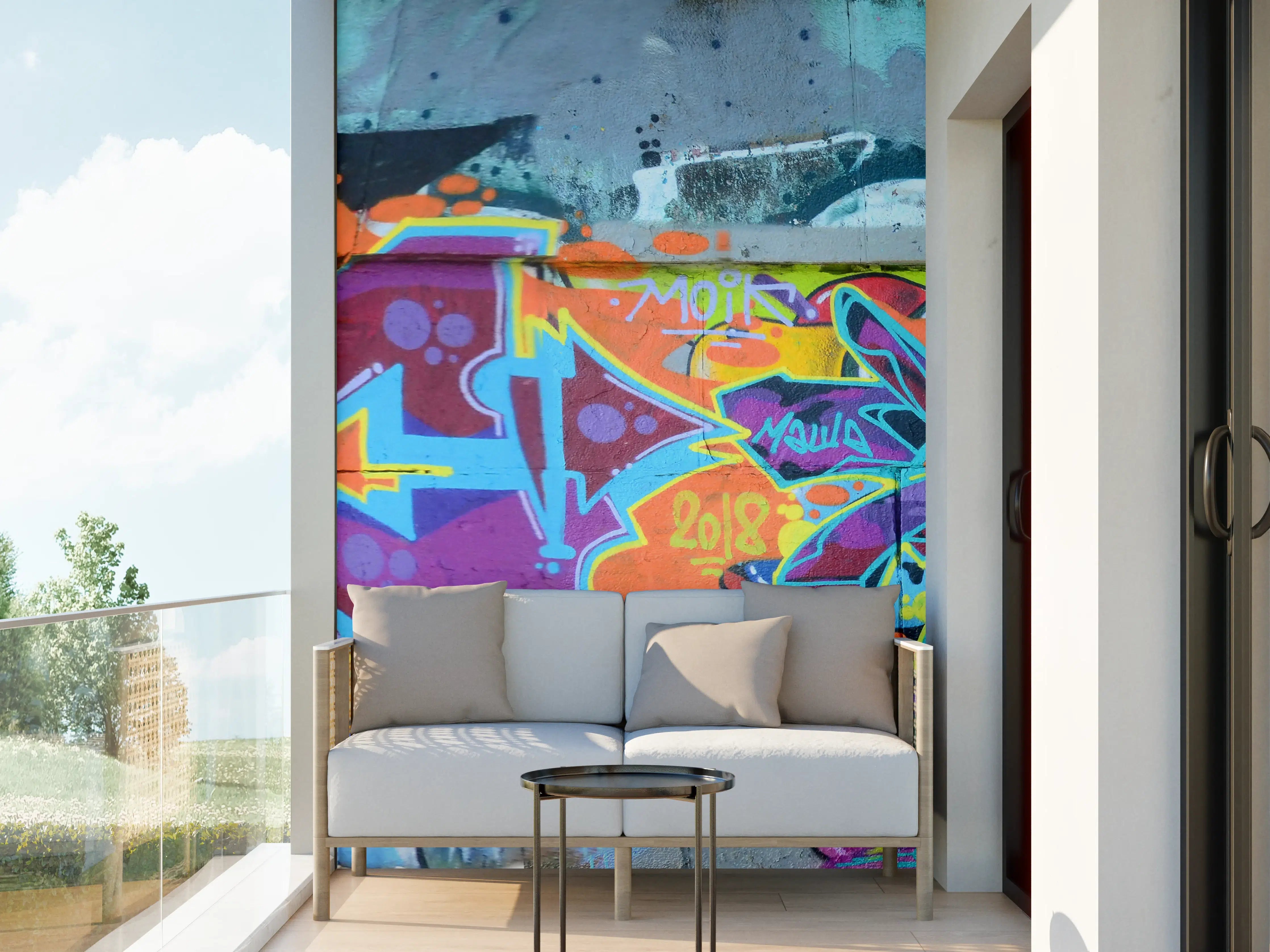 Wandverkleidung außen - Bunte Graffiti-Wandkunst