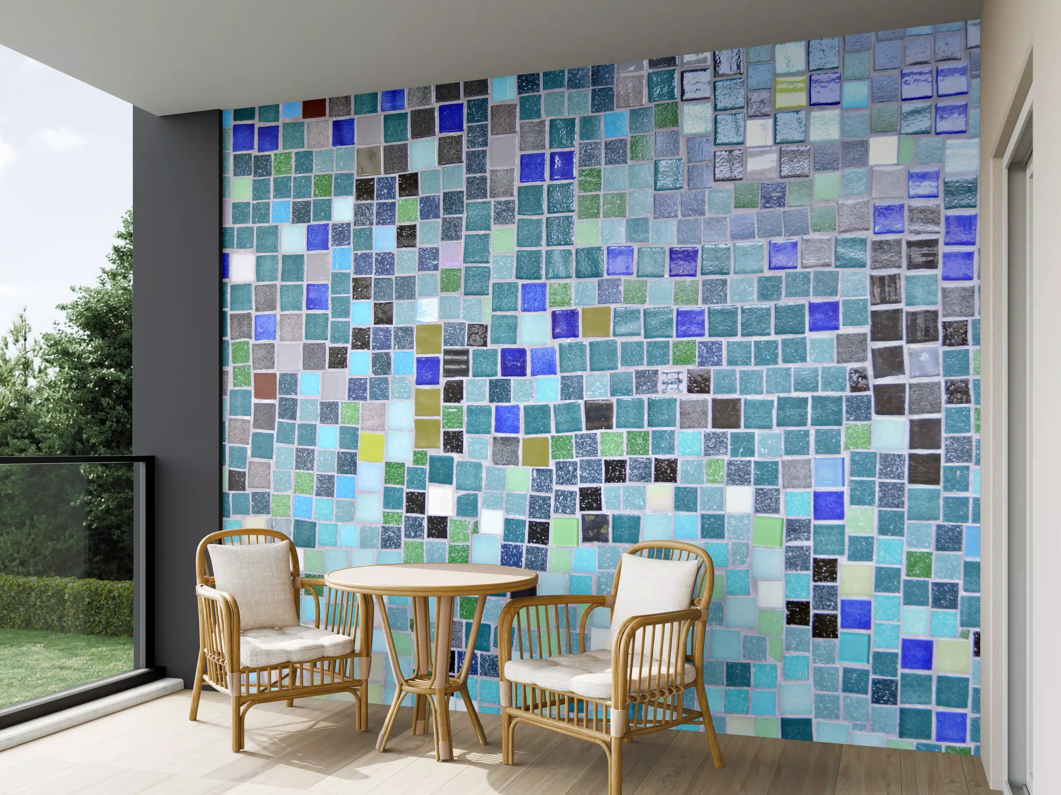 Wandverkleidung außen - Bunte Mosaikfliesen-Wand