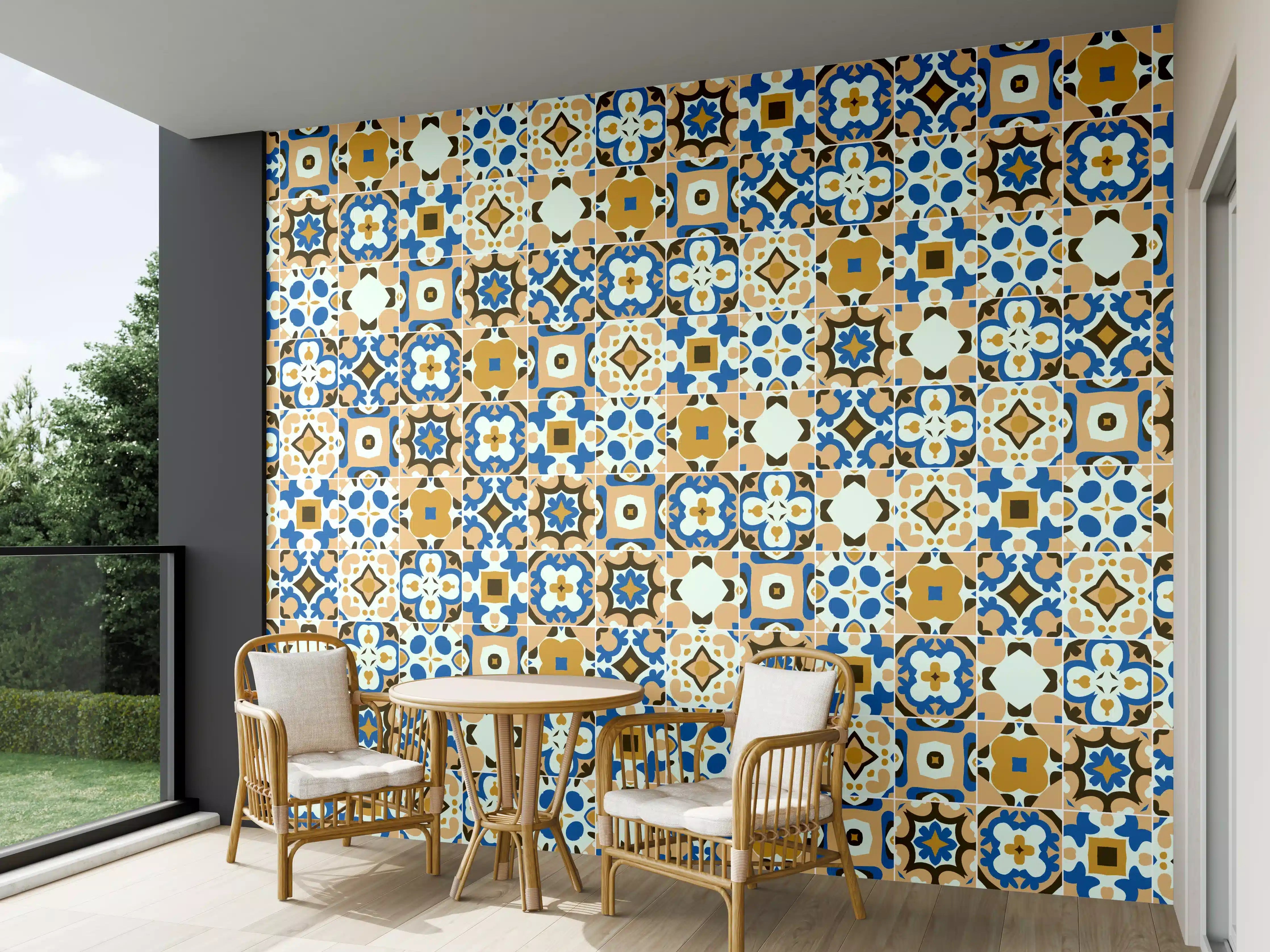 Wandverkleidung außen - Bunte Mosaikfliesen mit orientalischem Muster