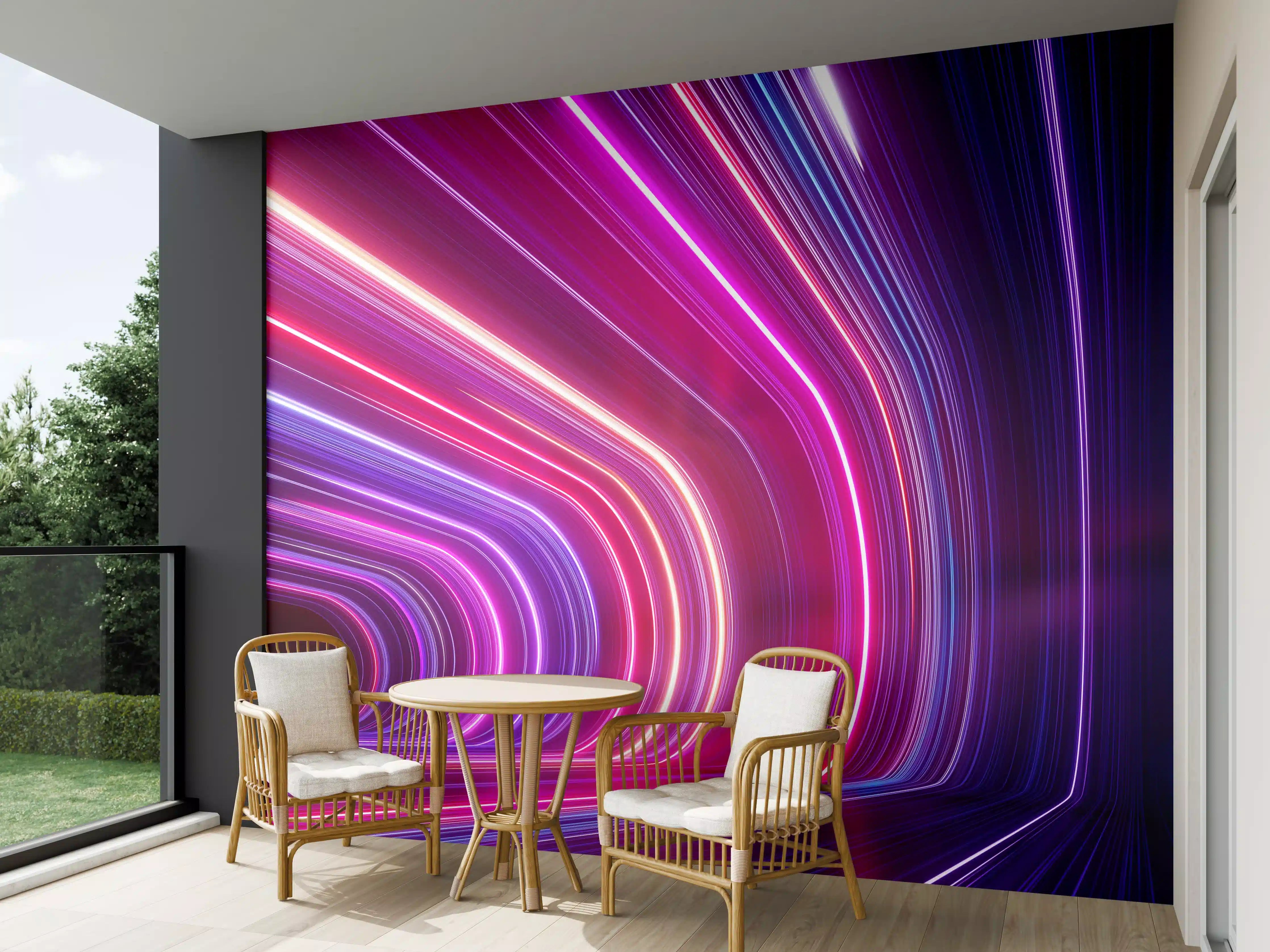 Wandverkleidung außen - Bunte Neonlichter im Tunnel
