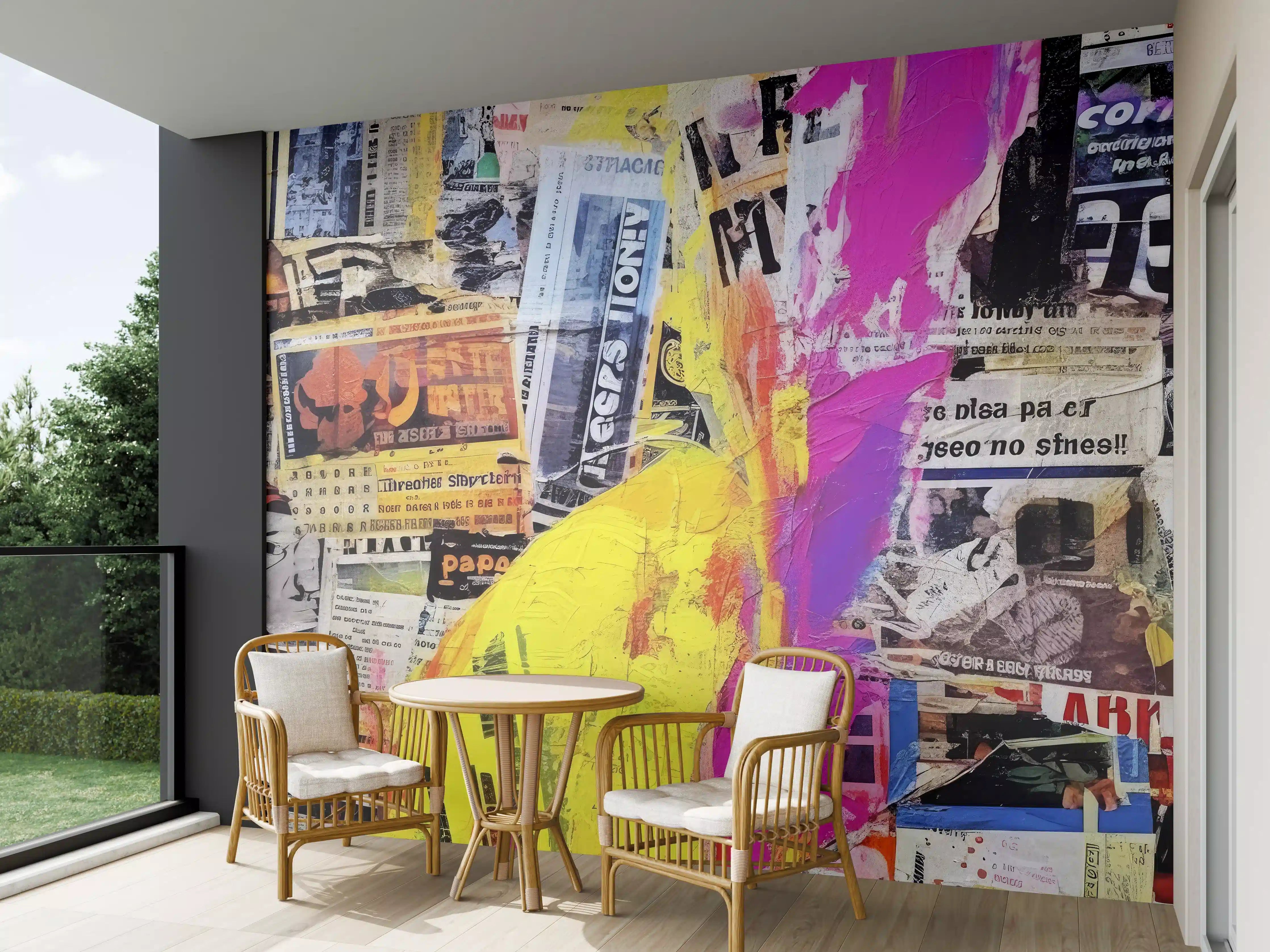 Wandverkleidung außen - Bunte Papier-Collage Kunst