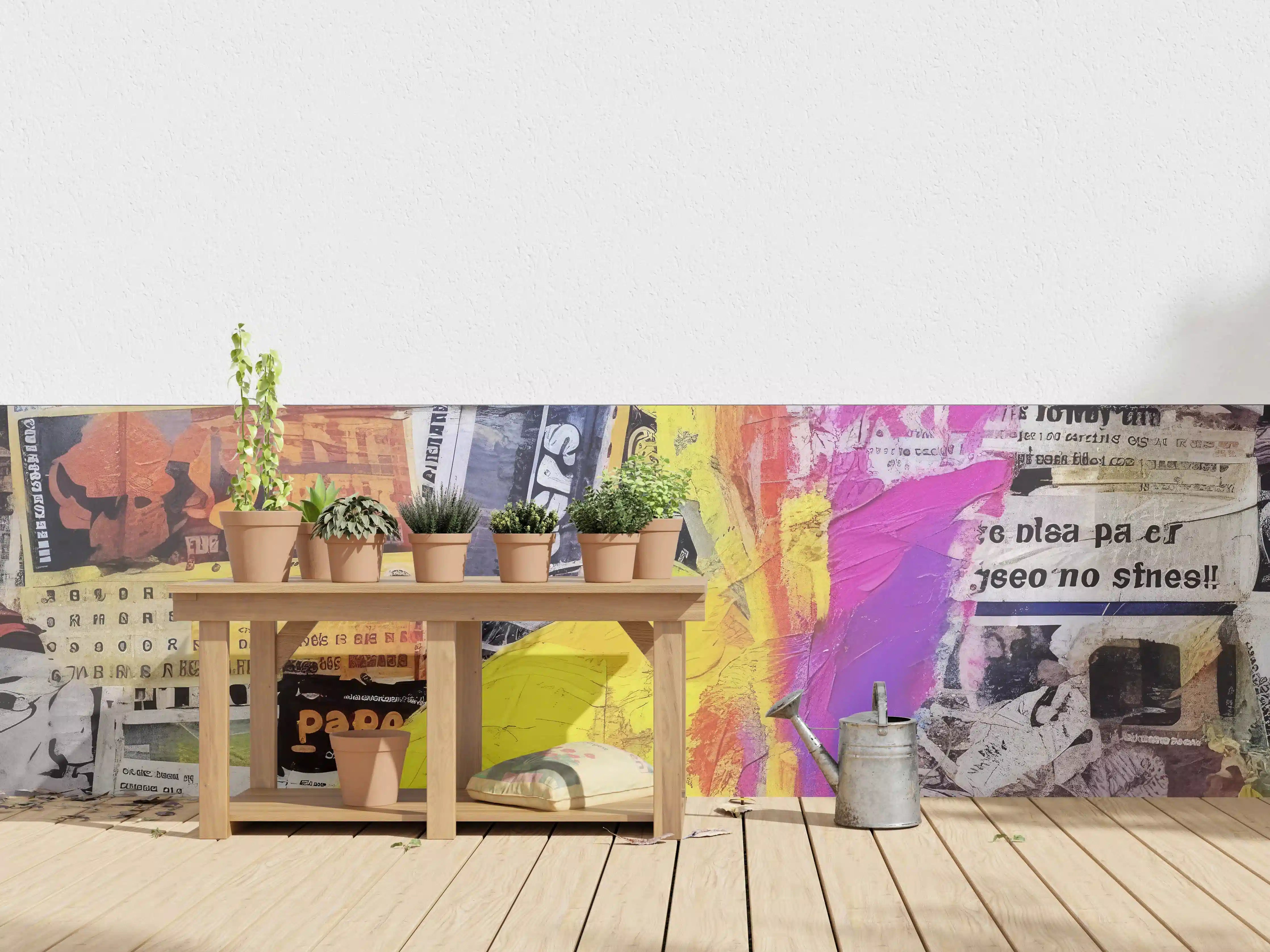 Wandverkleidung außen - Bunte Papier-Collage Kunst