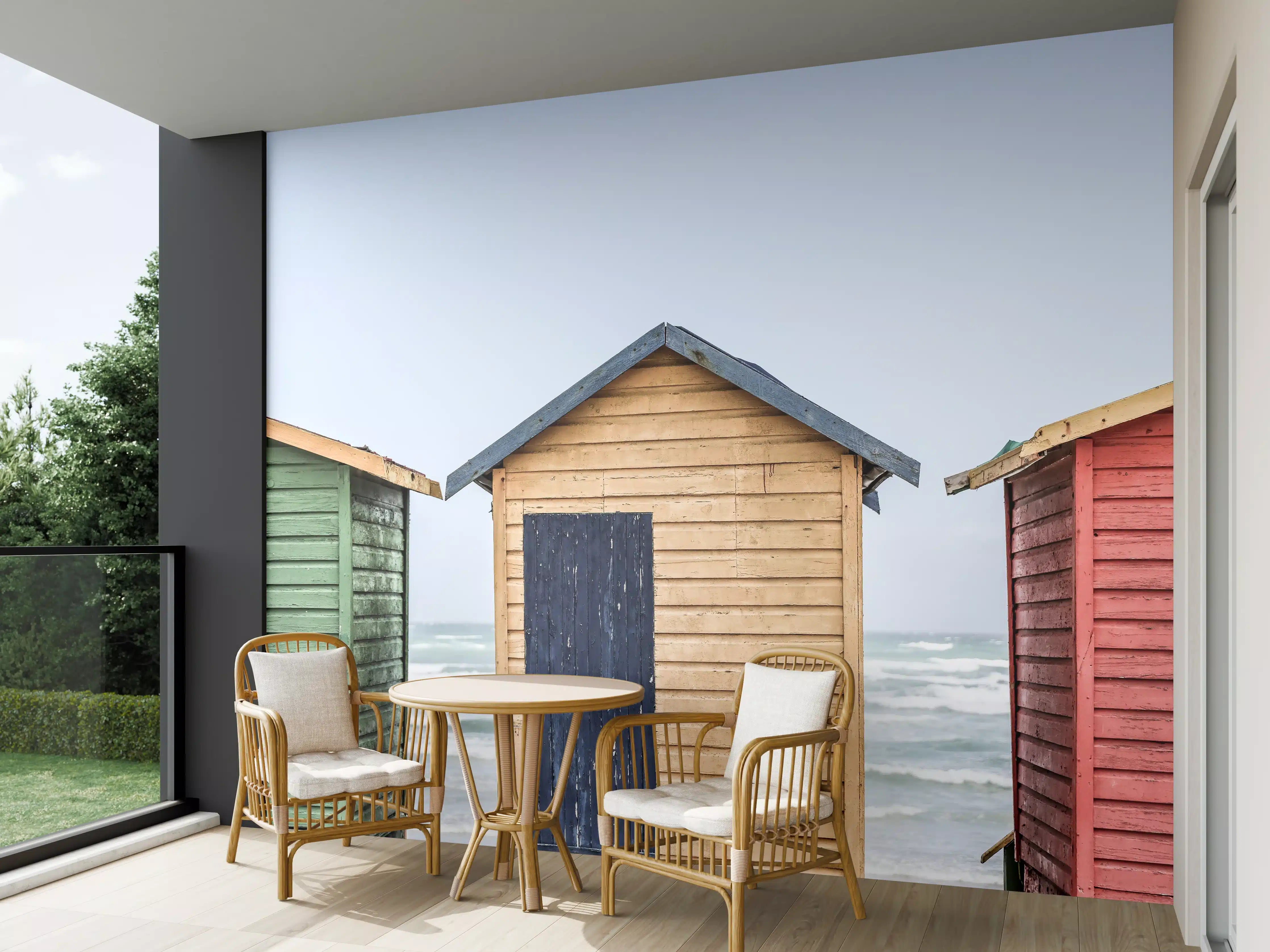 Wandverkleidung außen - Bunte Strandhaus-Trio