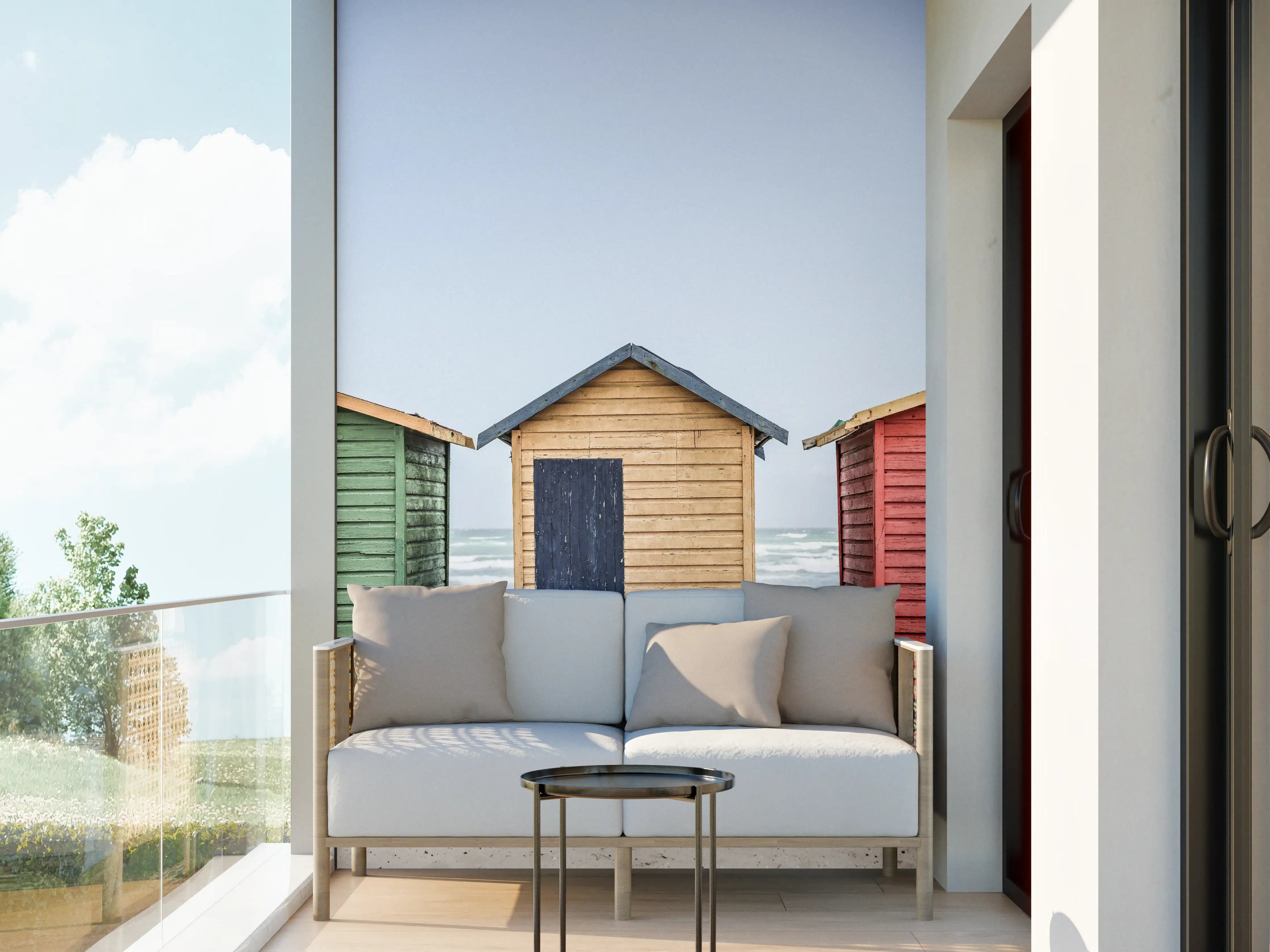 Wandverkleidung außen - Bunte Strandhaus-Trio