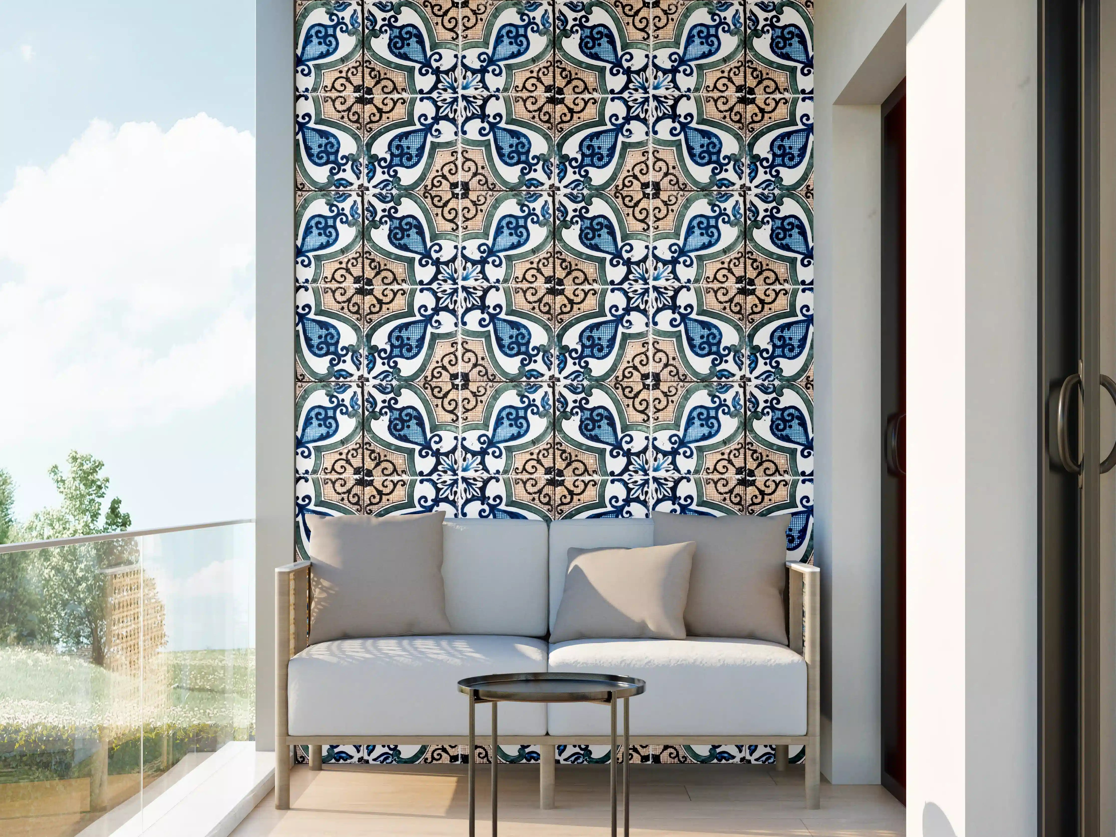 Wandverkleidung außen - Bunter Fliesenmuster im mediterranen Stil