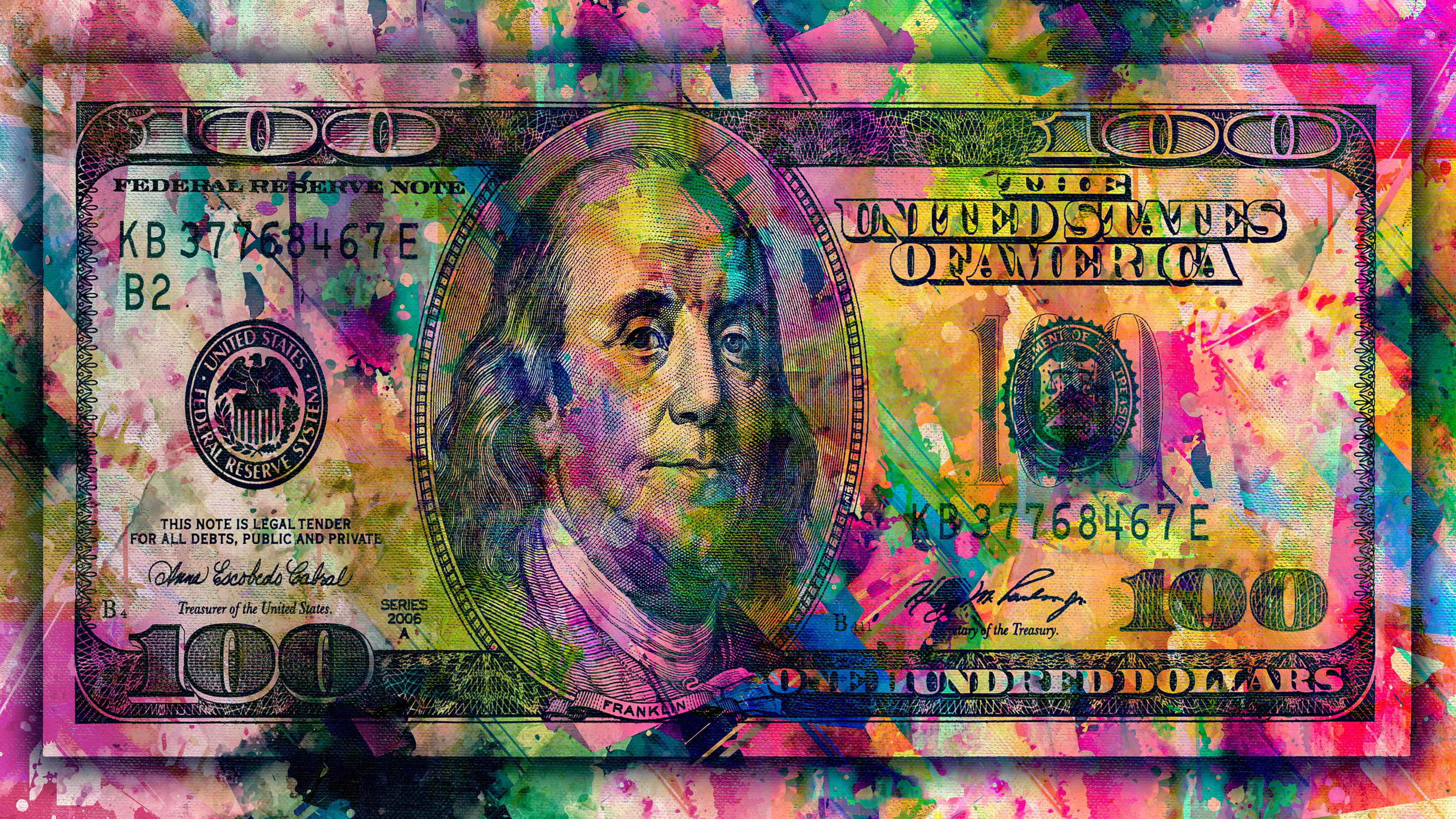 Wandverkleidung außen-Buntes Geld-Kunstwerk-Leinwandbild