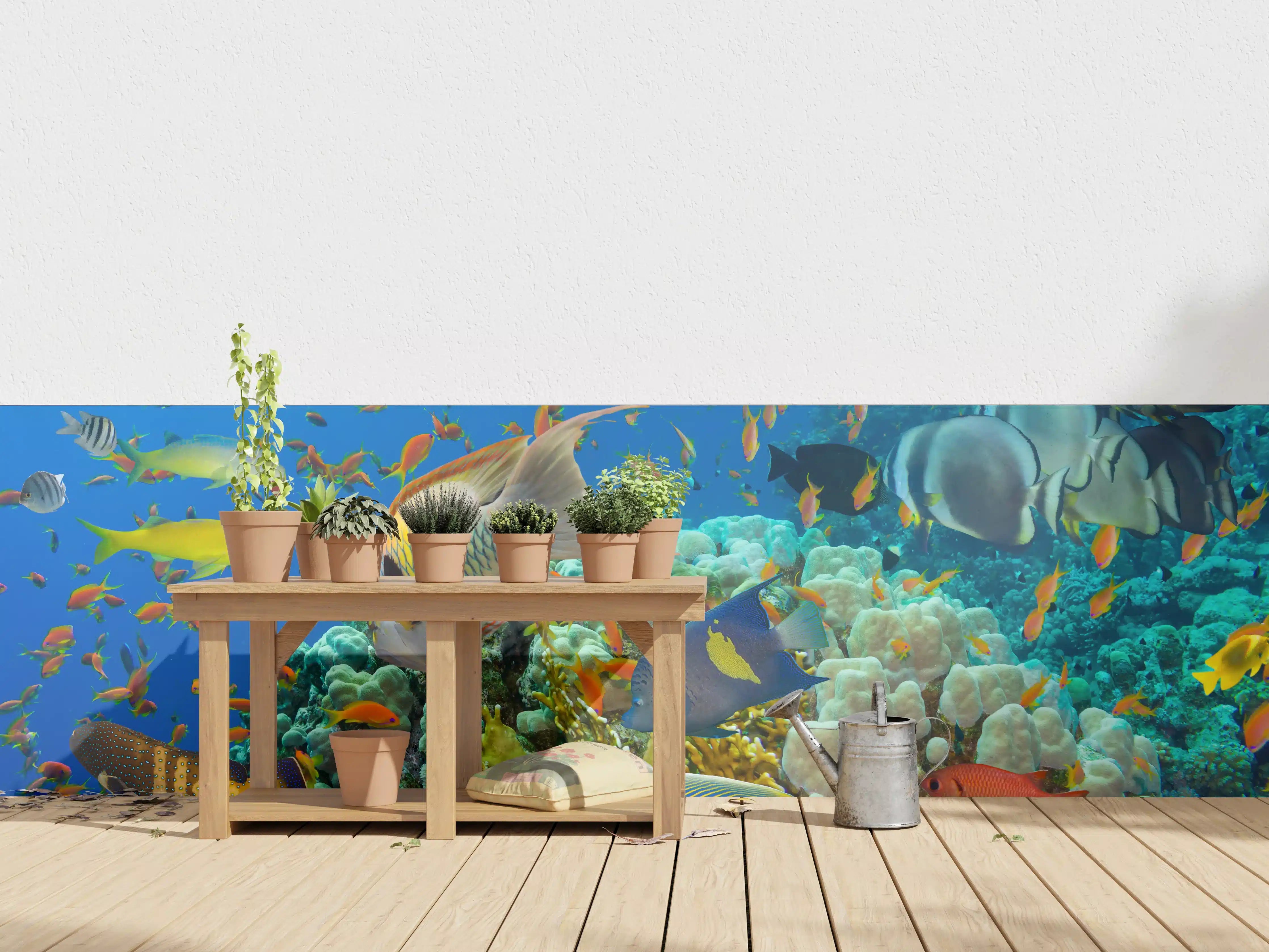 Wandverkleidung außen - Buntes Korallenriff mit Fischen