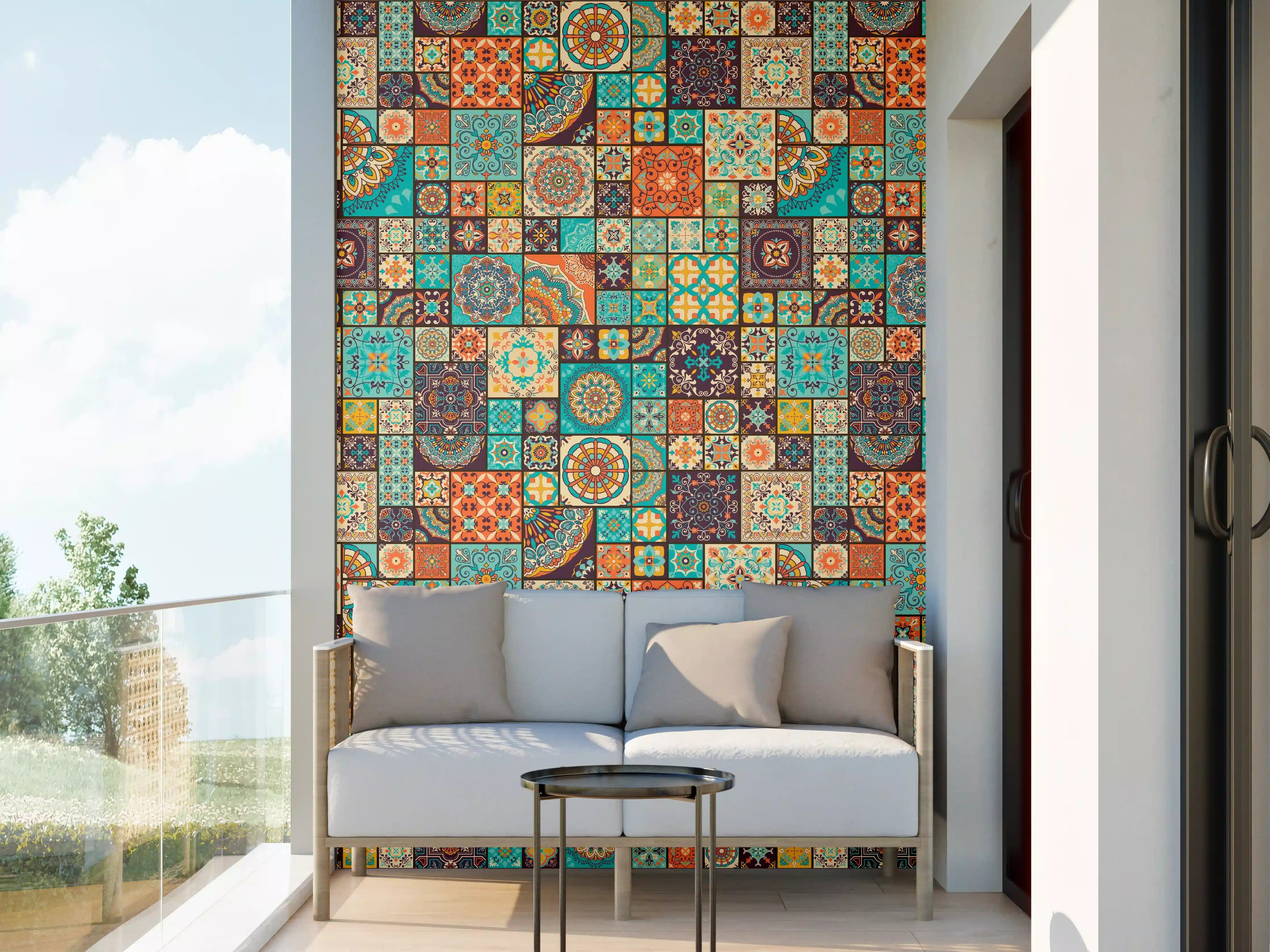 Wandverkleidung außen - Buntes Patchwork Fliesenmuster