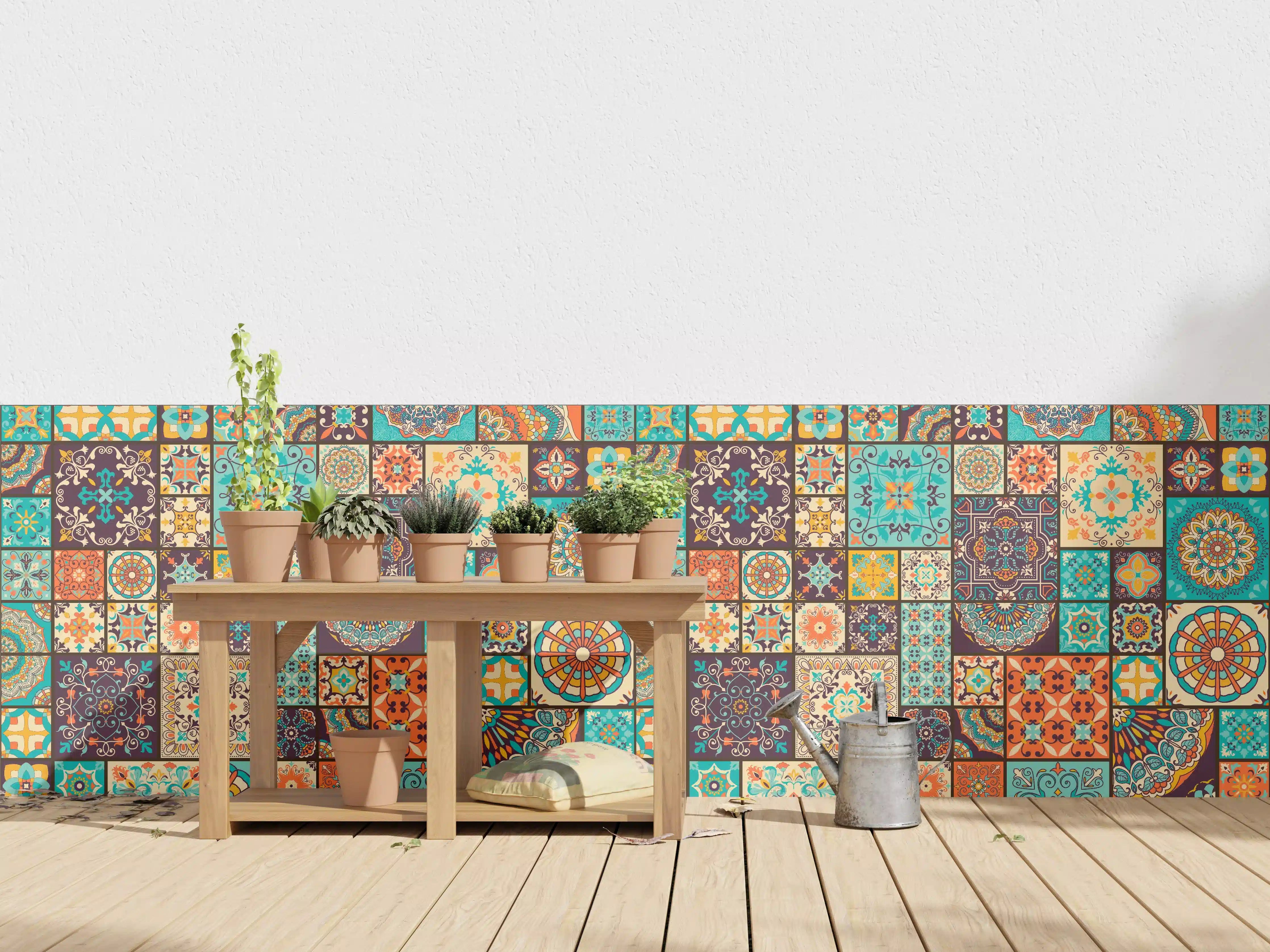 Wandverkleidung außen - Buntes Patchwork Fliesenmuster