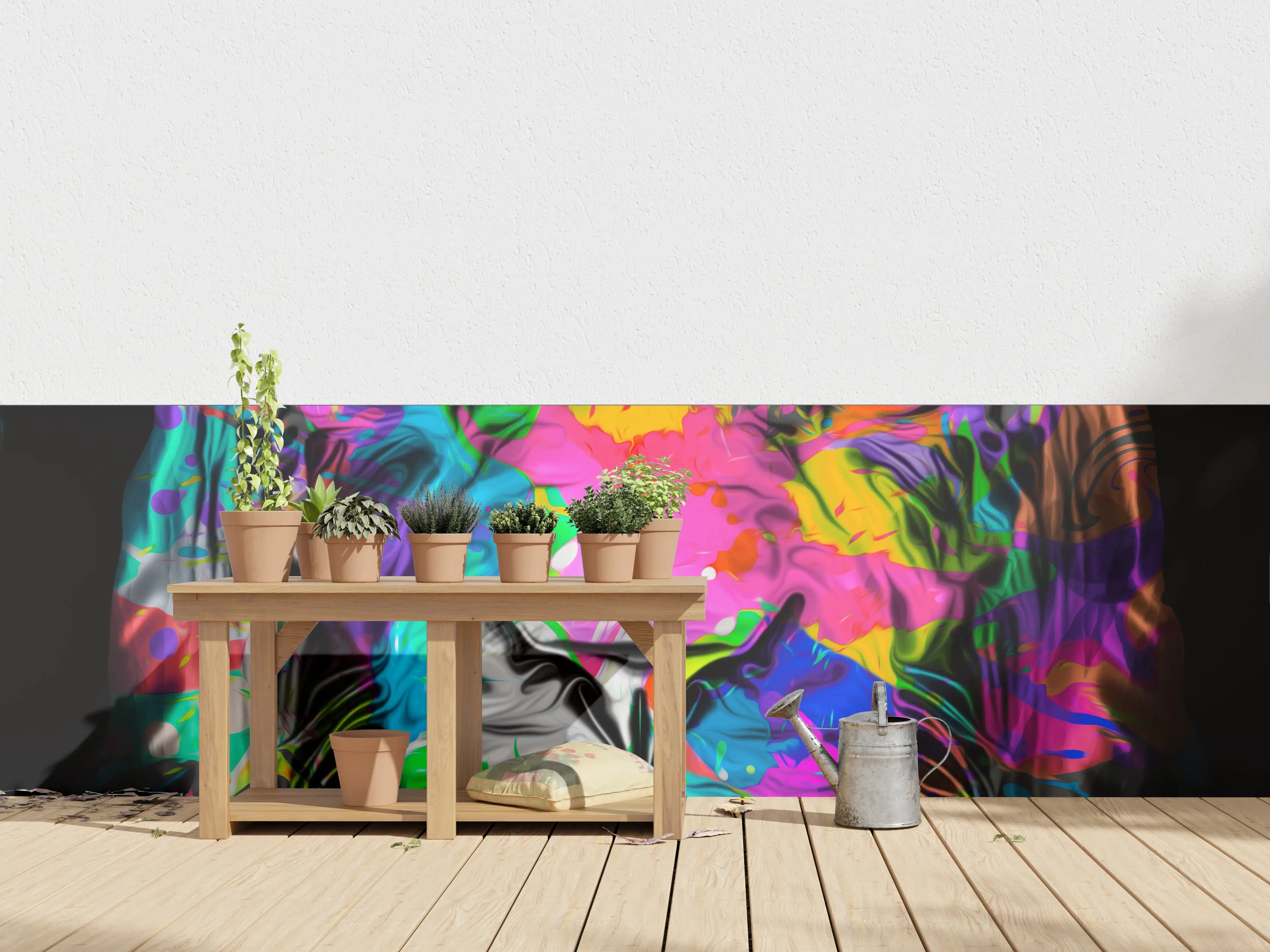 Wandverkleidung außen - Buntes Tigerkopfdesign