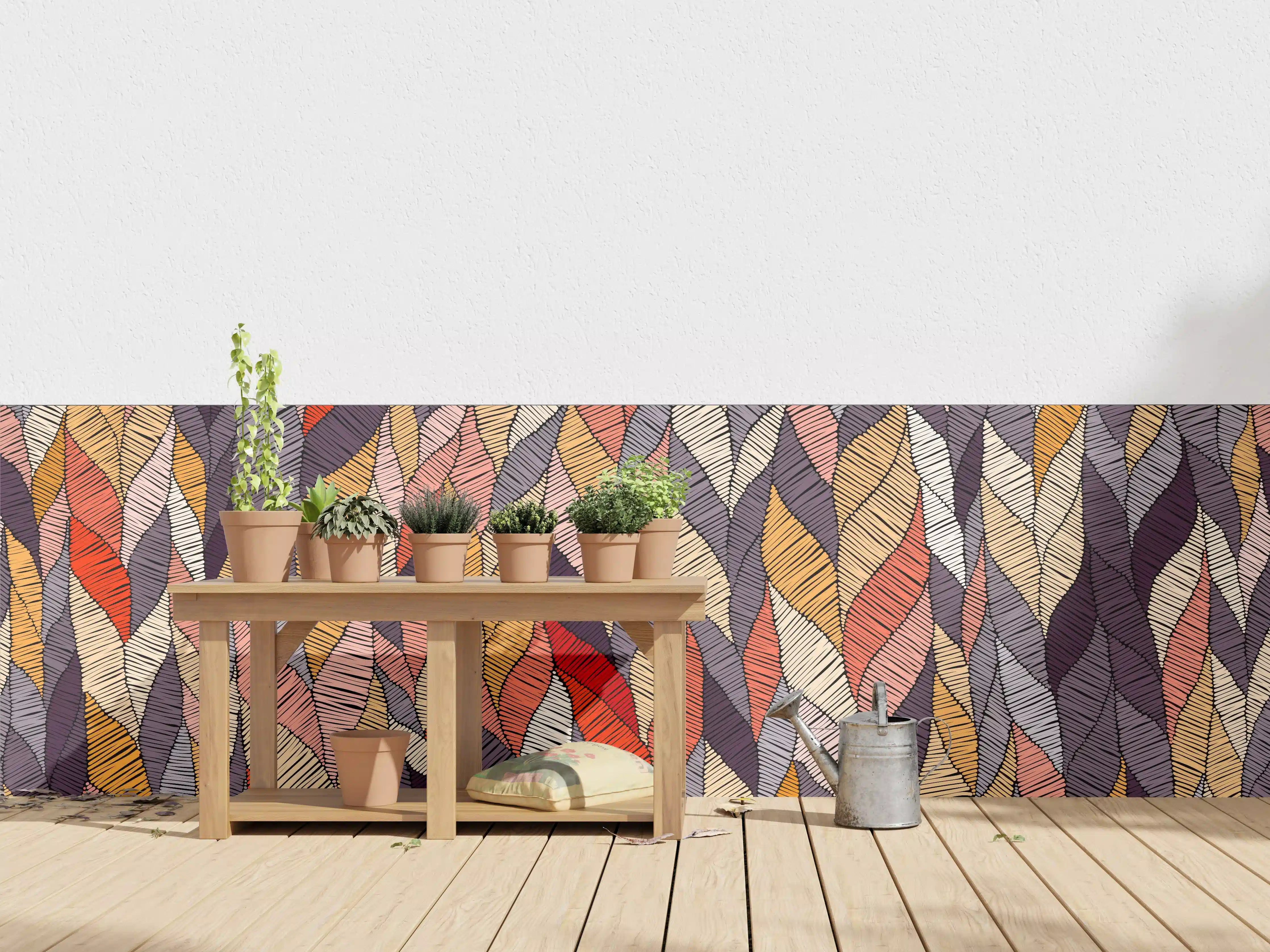 Wandverkleidung außen - Buntes Wellenmuster Textildesign