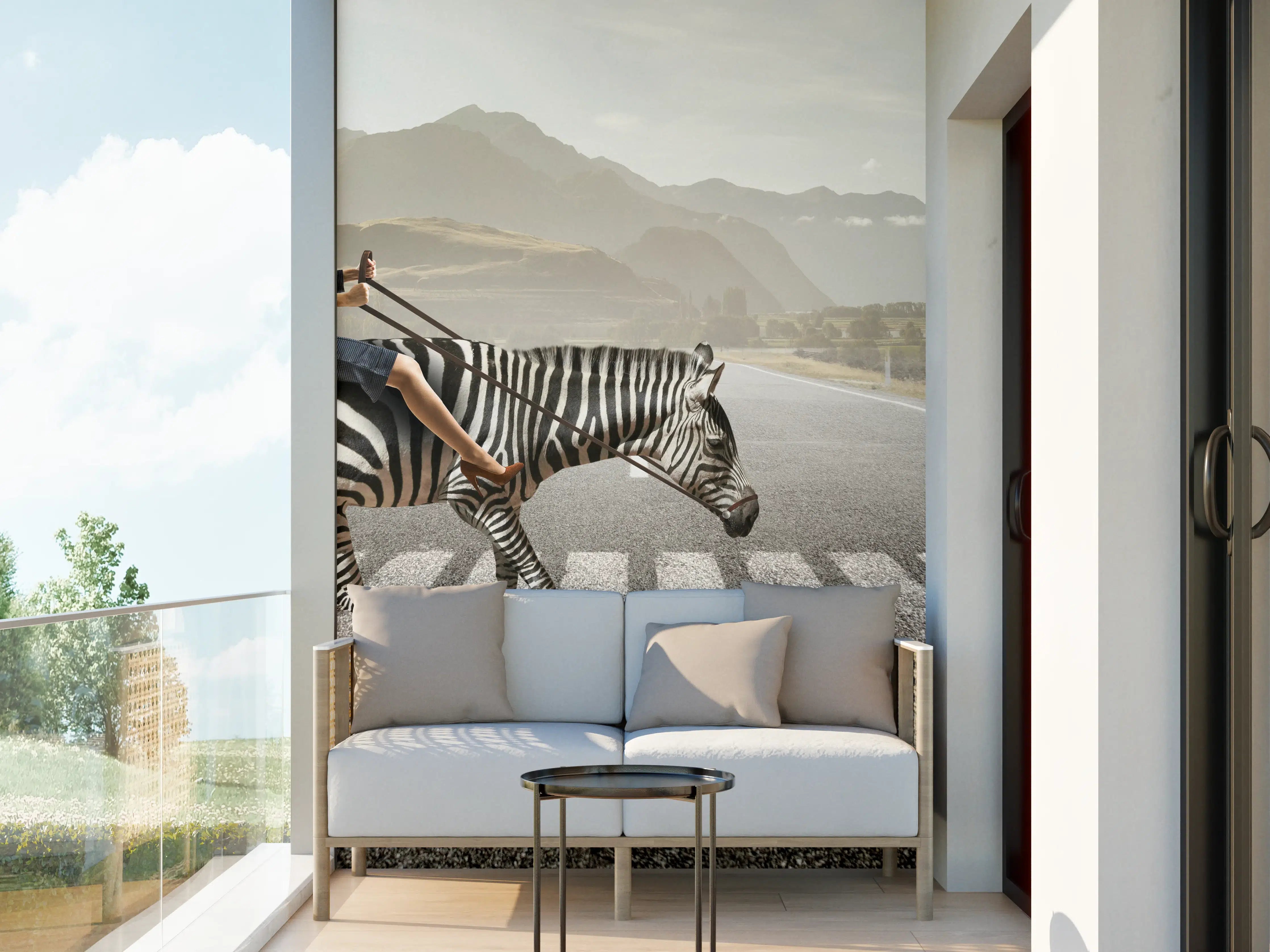 Wandverkleidung außen - Businesswoman auf Zebra