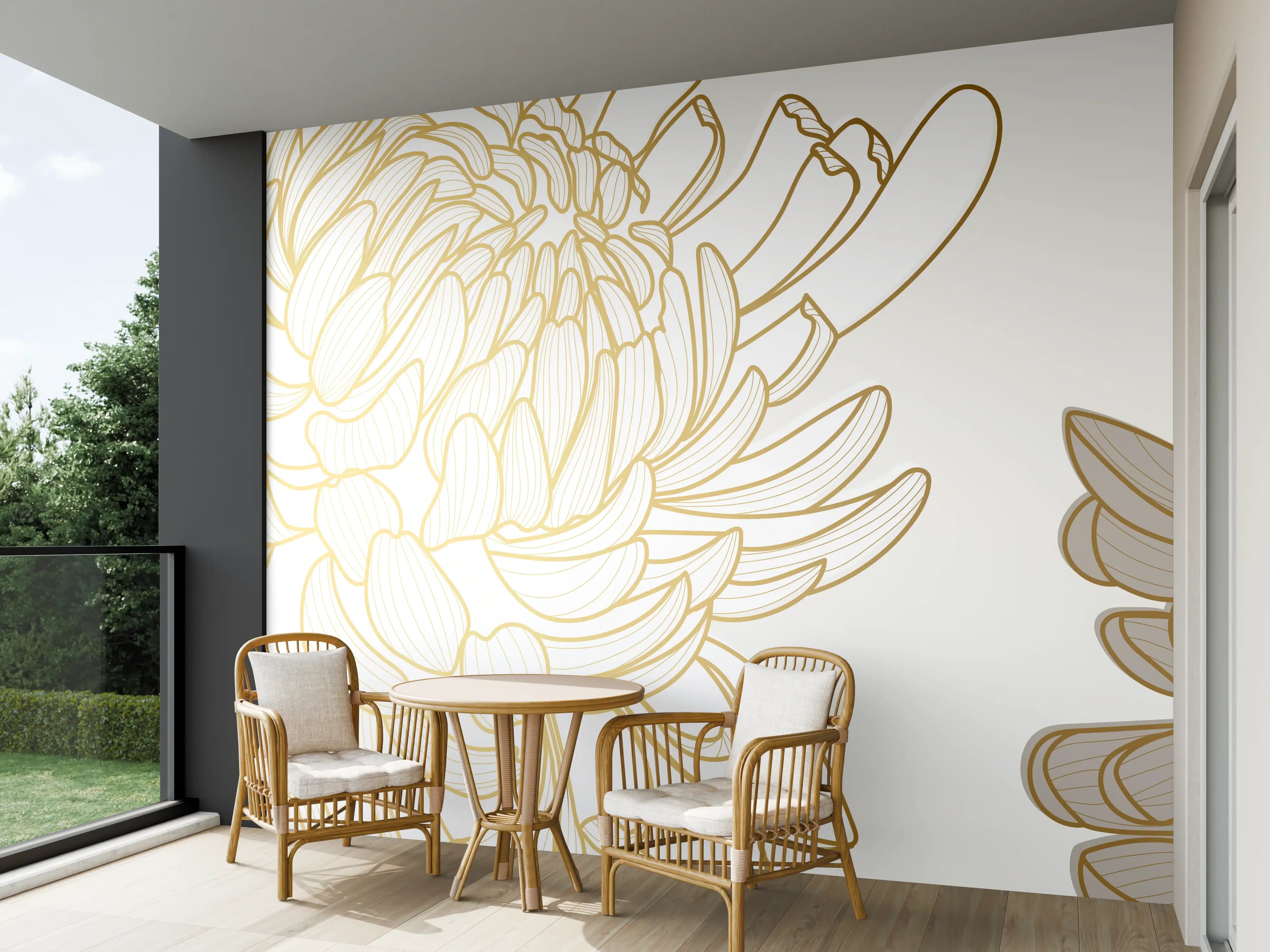 Wandverkleidung außen - Chic Cream Floral Illustration