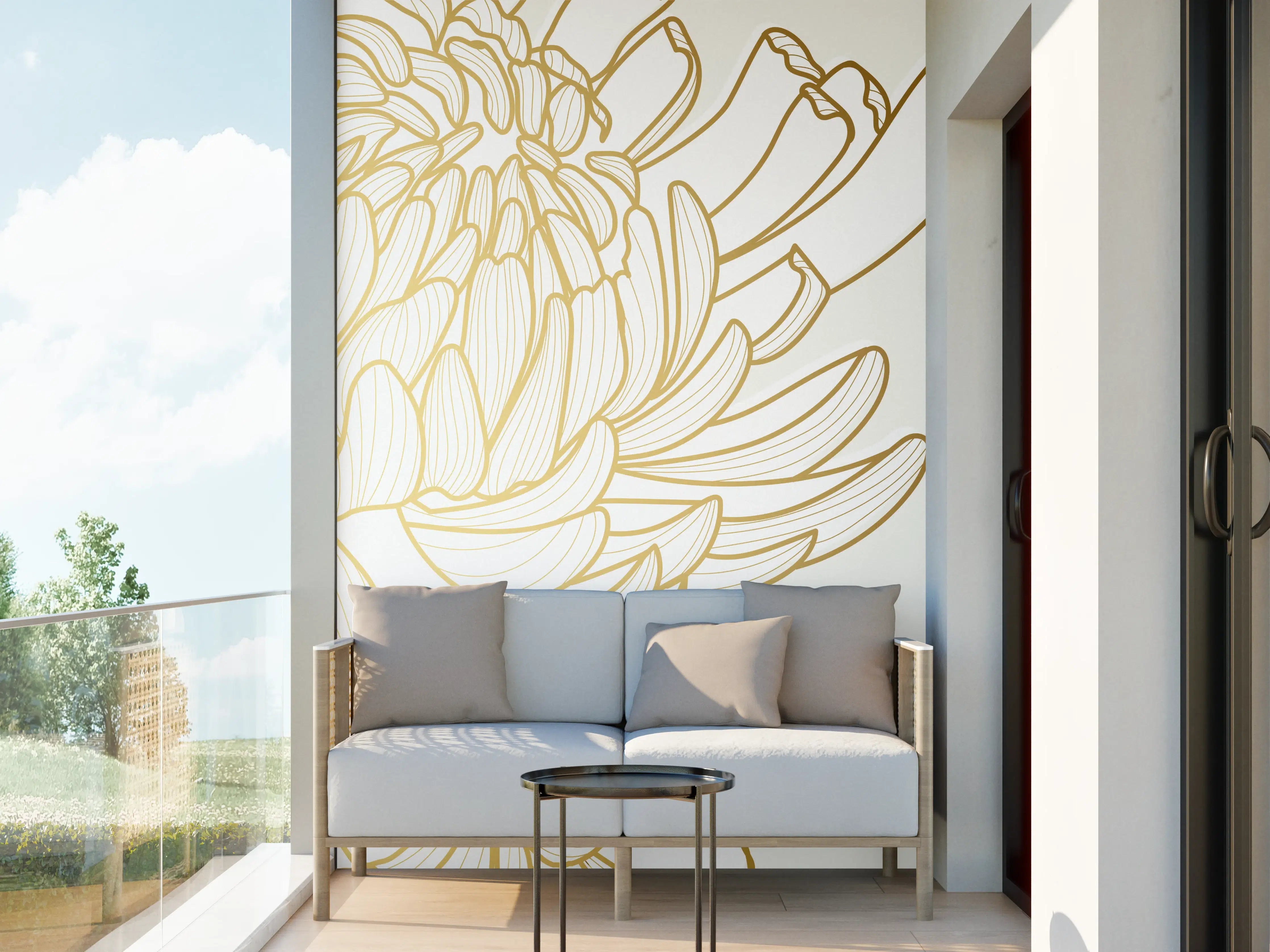 Wandverkleidung außen - Chic Cream Floral Illustration