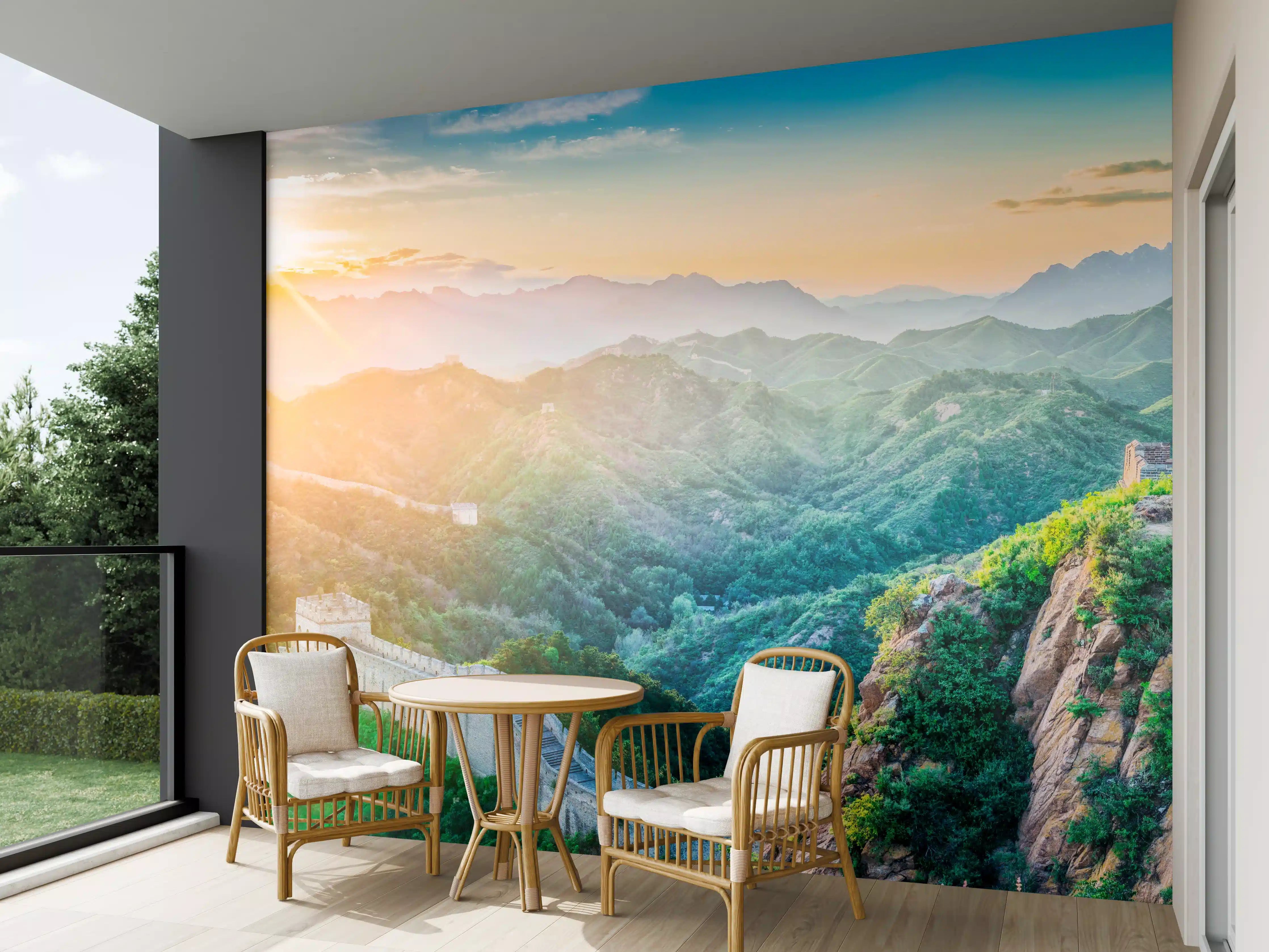Wandverkleidung außen - Chinesische Mauer Panorama Sonnenaufgang