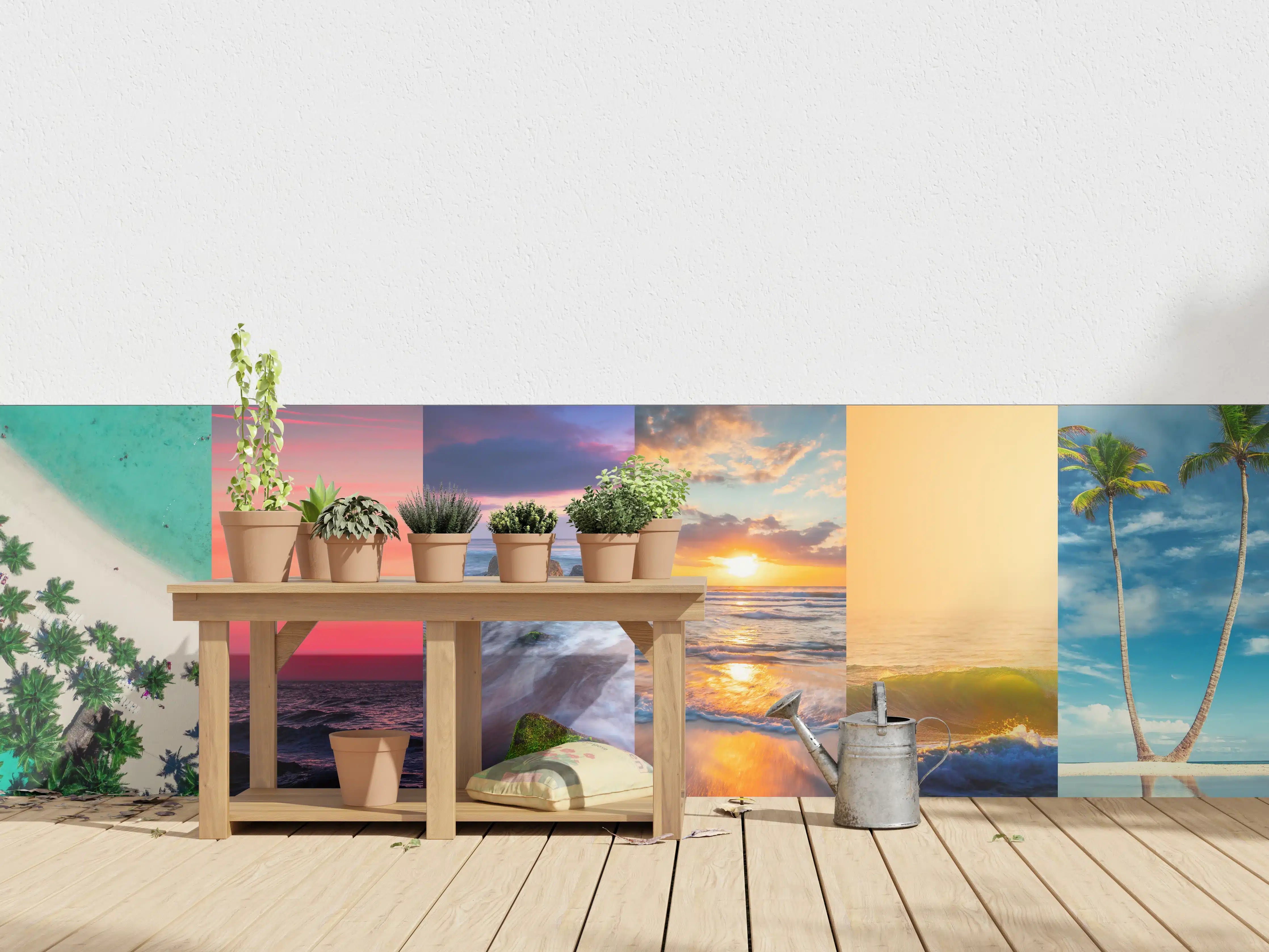 Wandverkleidung außen - Collage von Sommer Meer und Strand Bilder