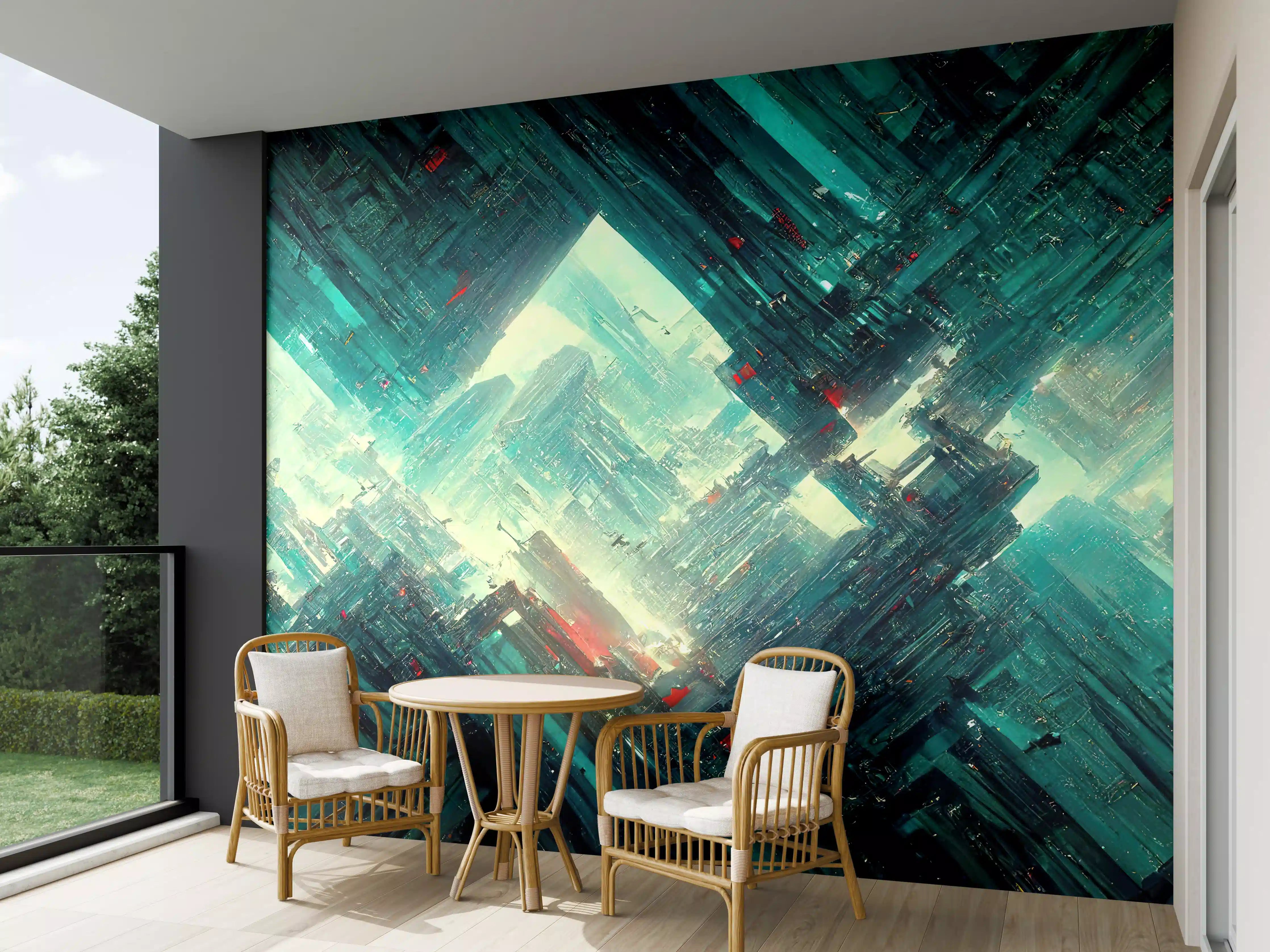 Wandverkleidung außen - Cyberpunk-Stadt Futuristisch