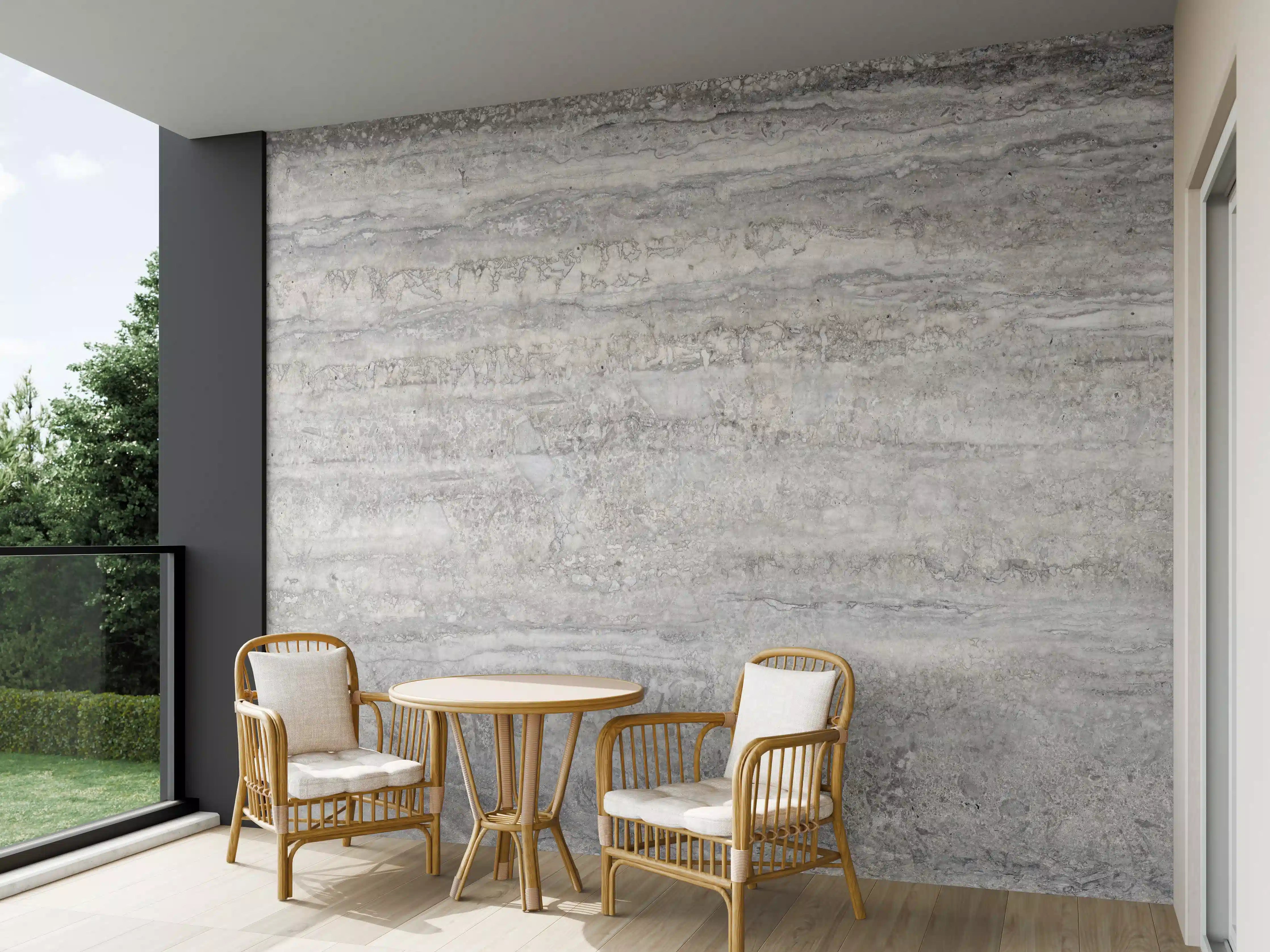 Wandverkleidung außen - Dezenter Travertin Marmor