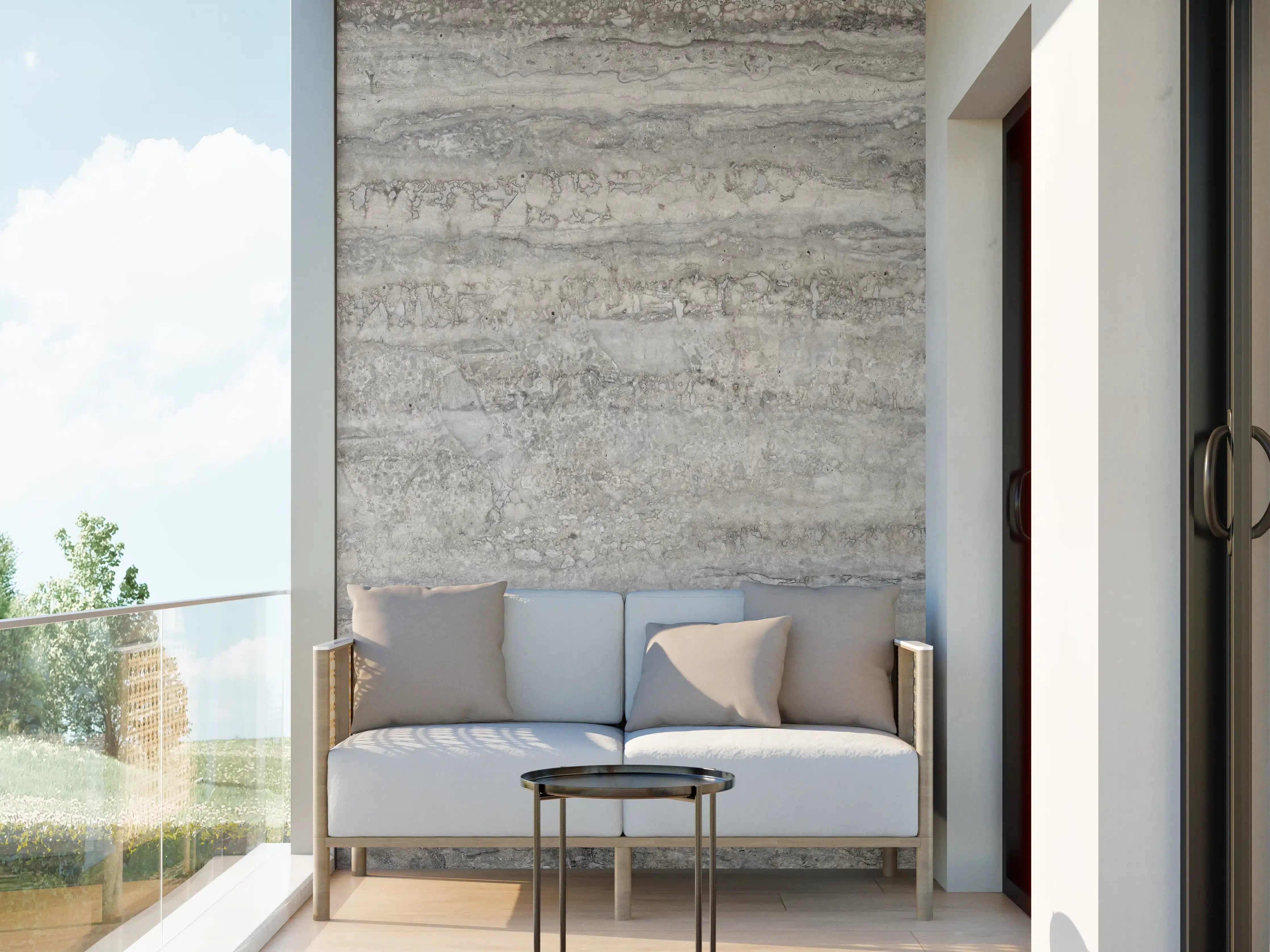 Wandverkleidung außen - Dezenter Travertin Marmor