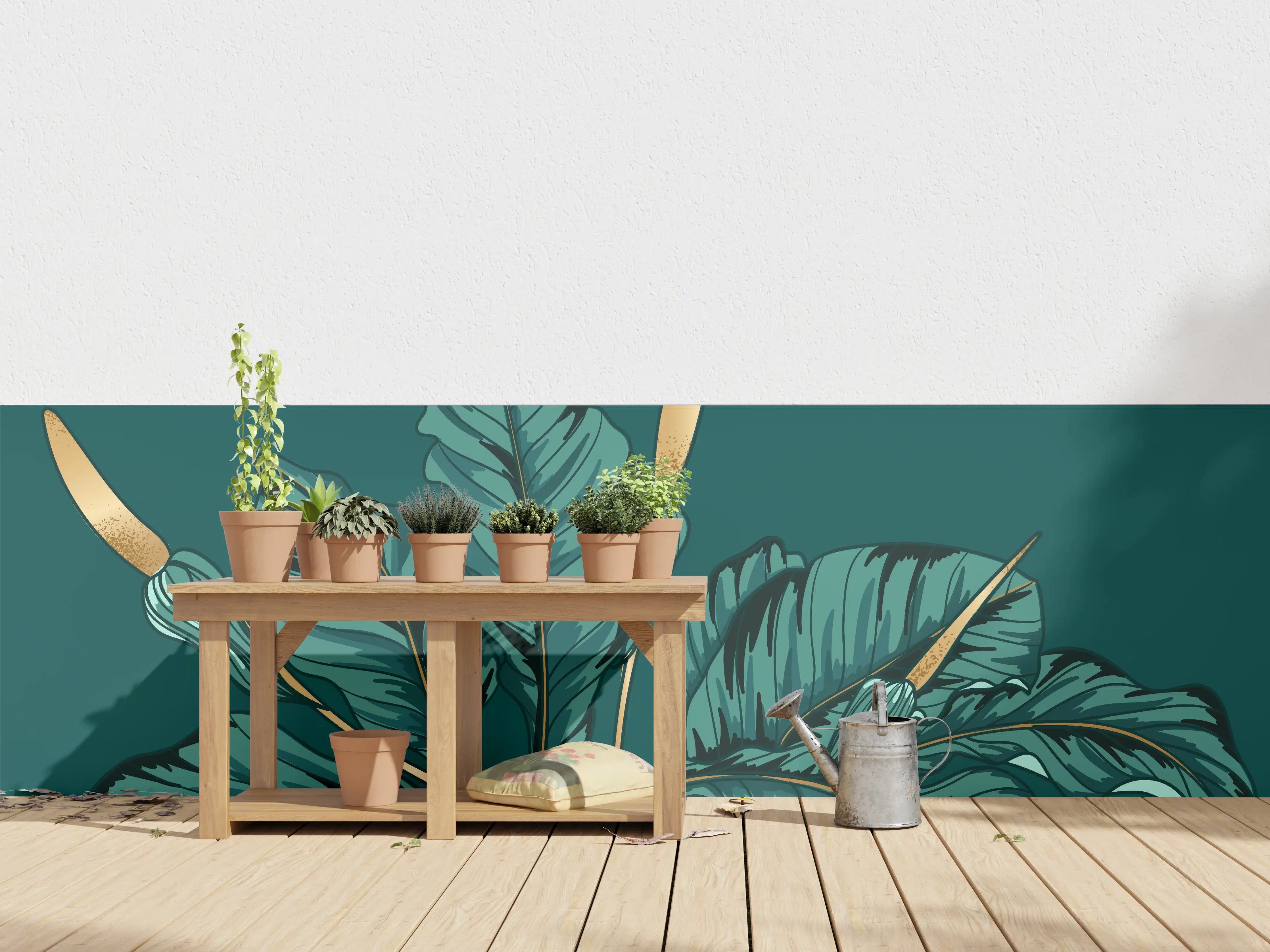 Wandverkleidung außen - Dschungel-Grün-Blatt-Design