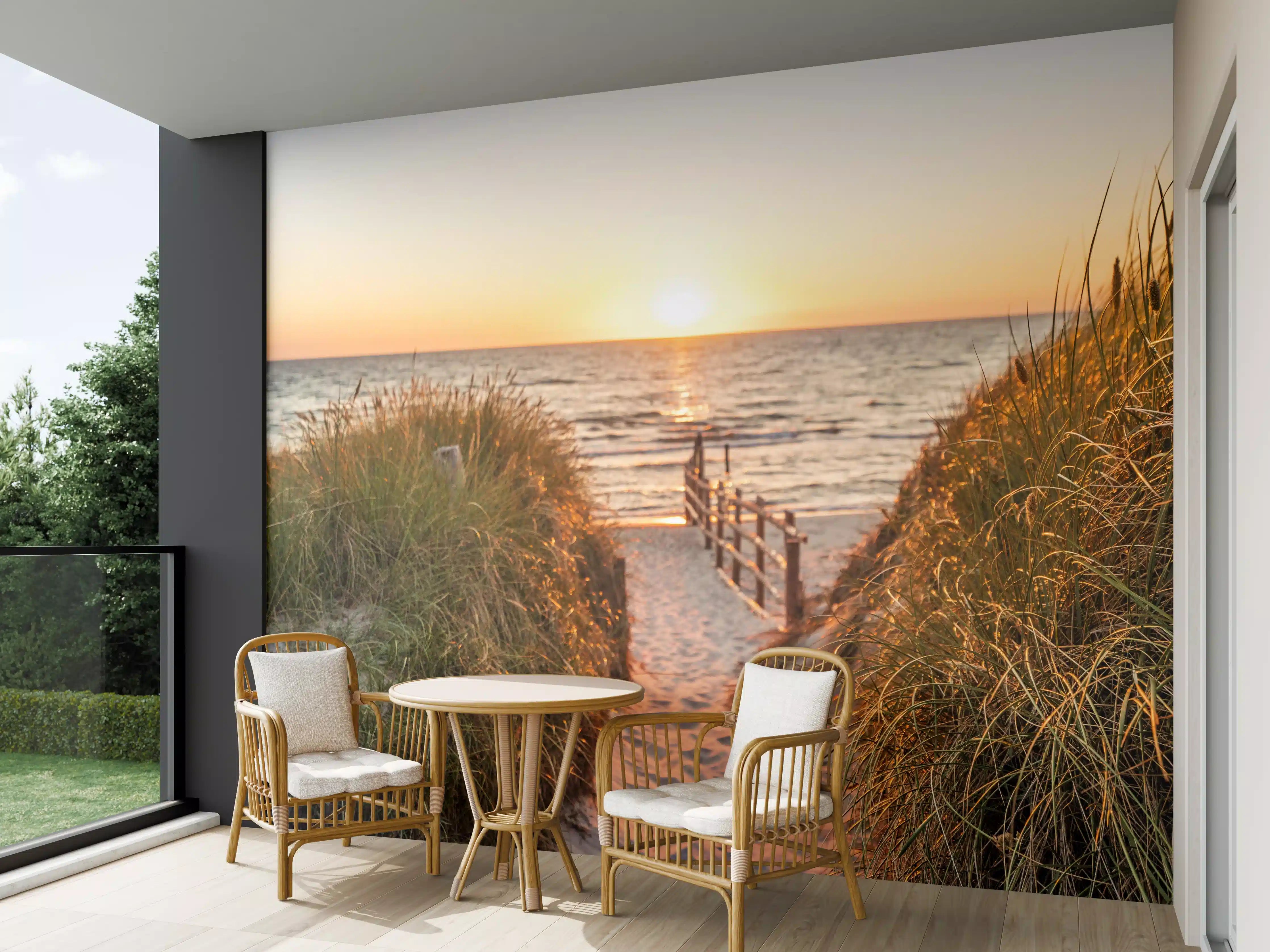 Wandverkleidung außen - Dünen am Strand an der Nordsee bei Sonnenuntergang