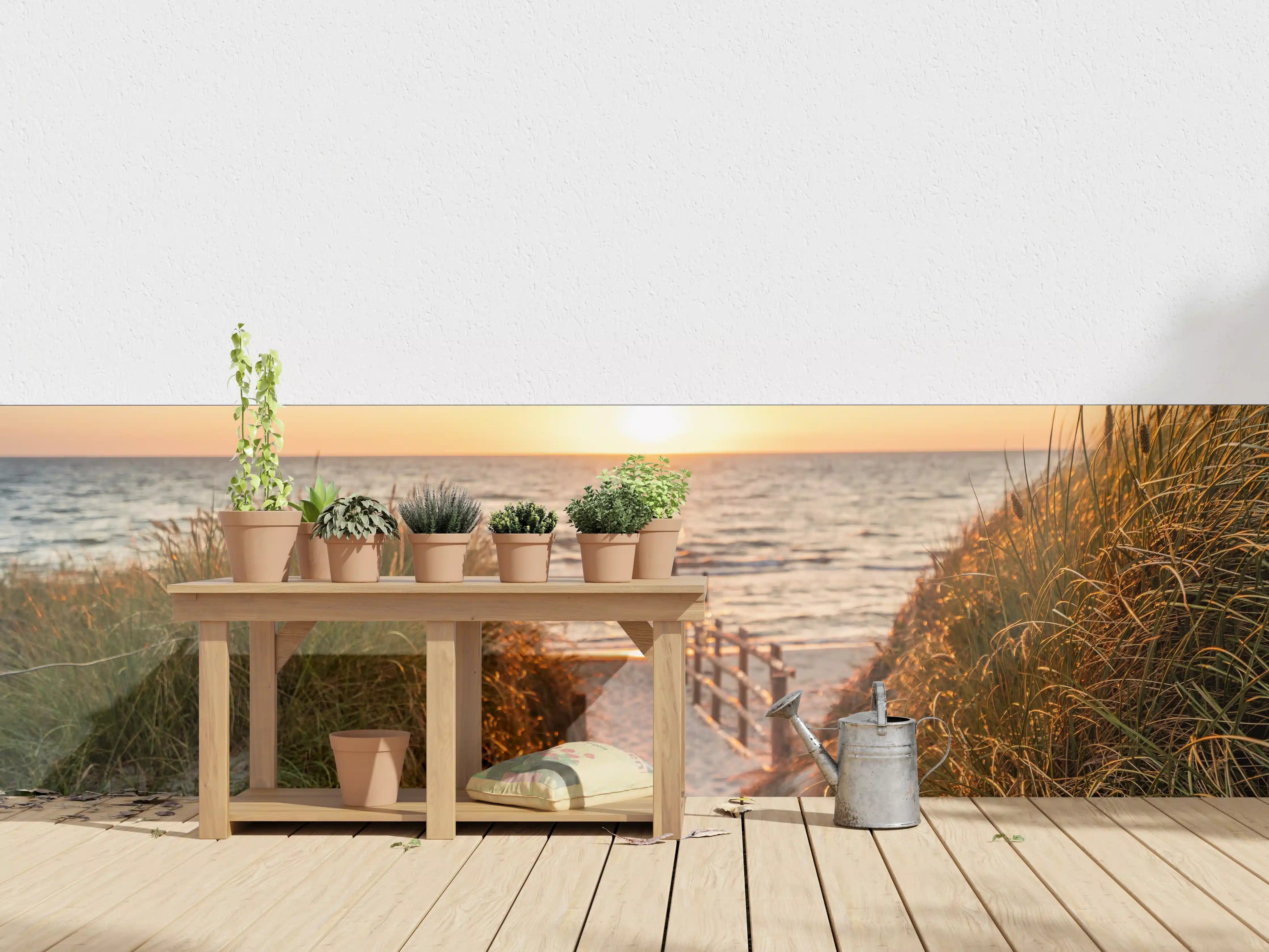 Wandverkleidung außen - Dünen am Strand an der Nordsee bei Sonnenuntergang