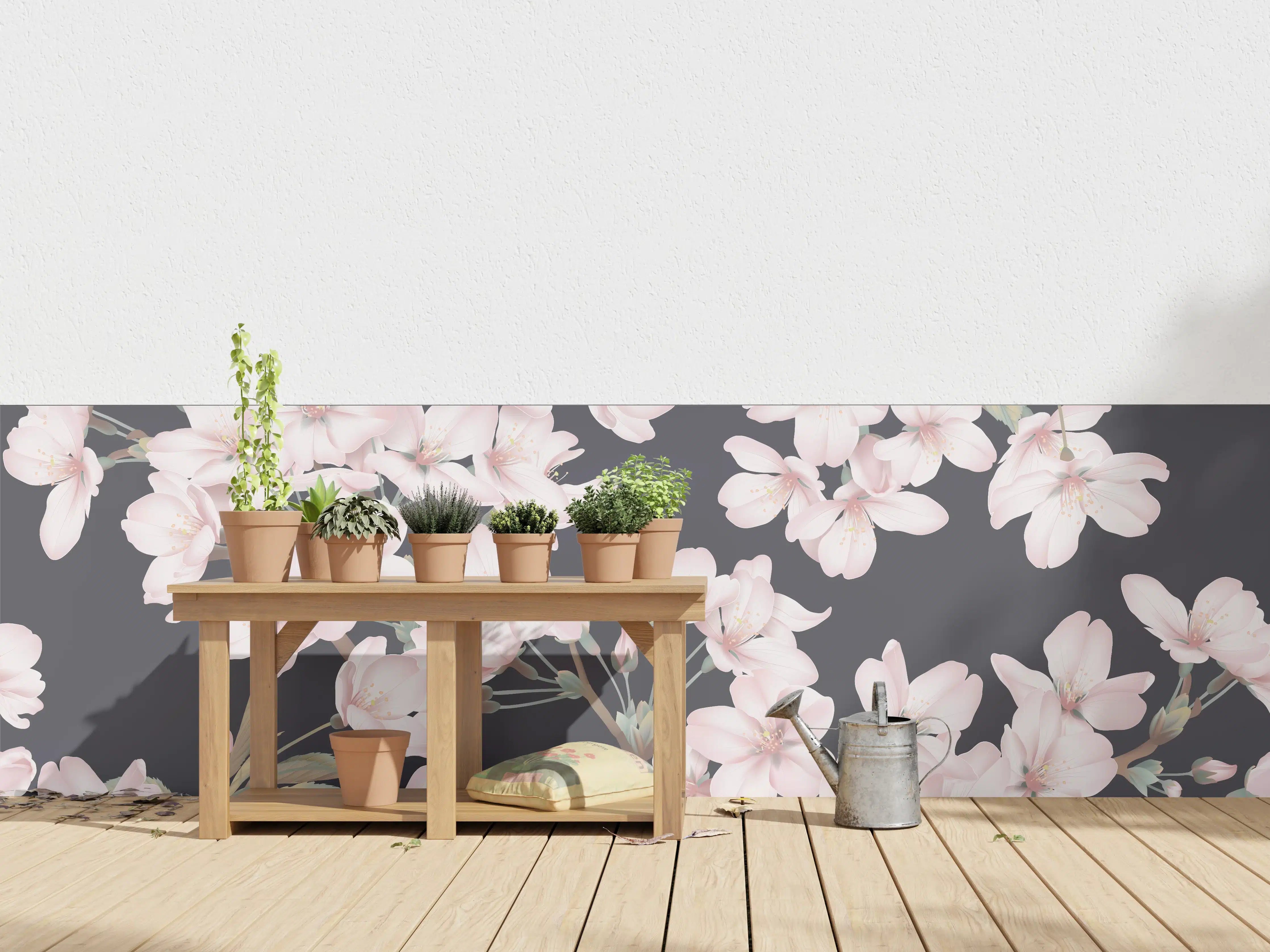 Wandverkleidung außen - Dunkelgrau-Sakura-Musterdesign